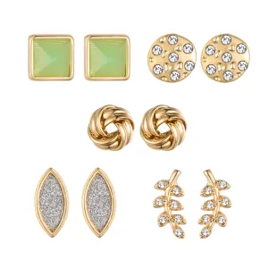 Green & Gold Post Earring Set