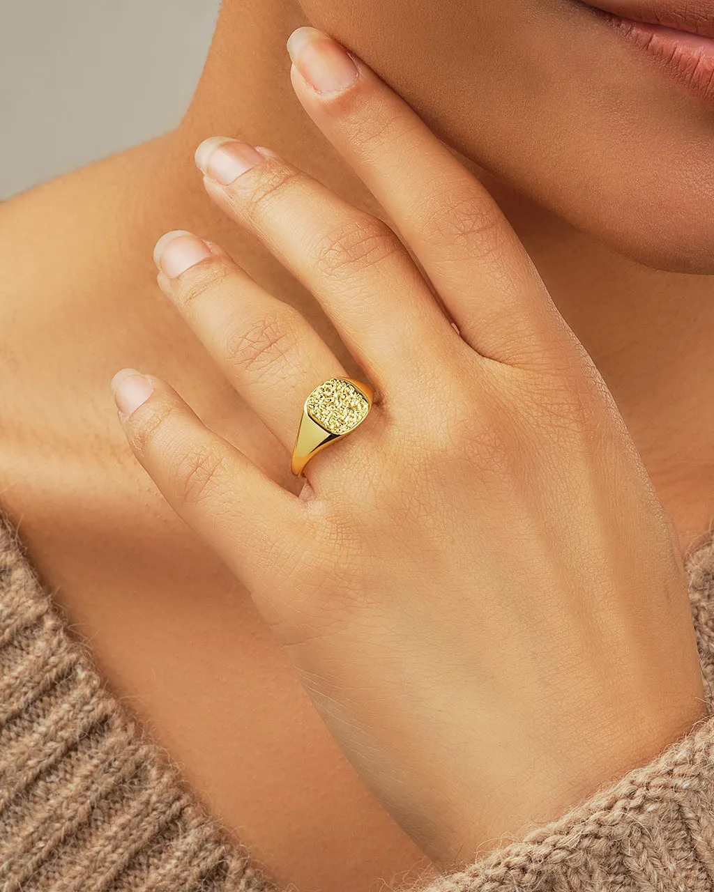 Hammered Square Signet Ring