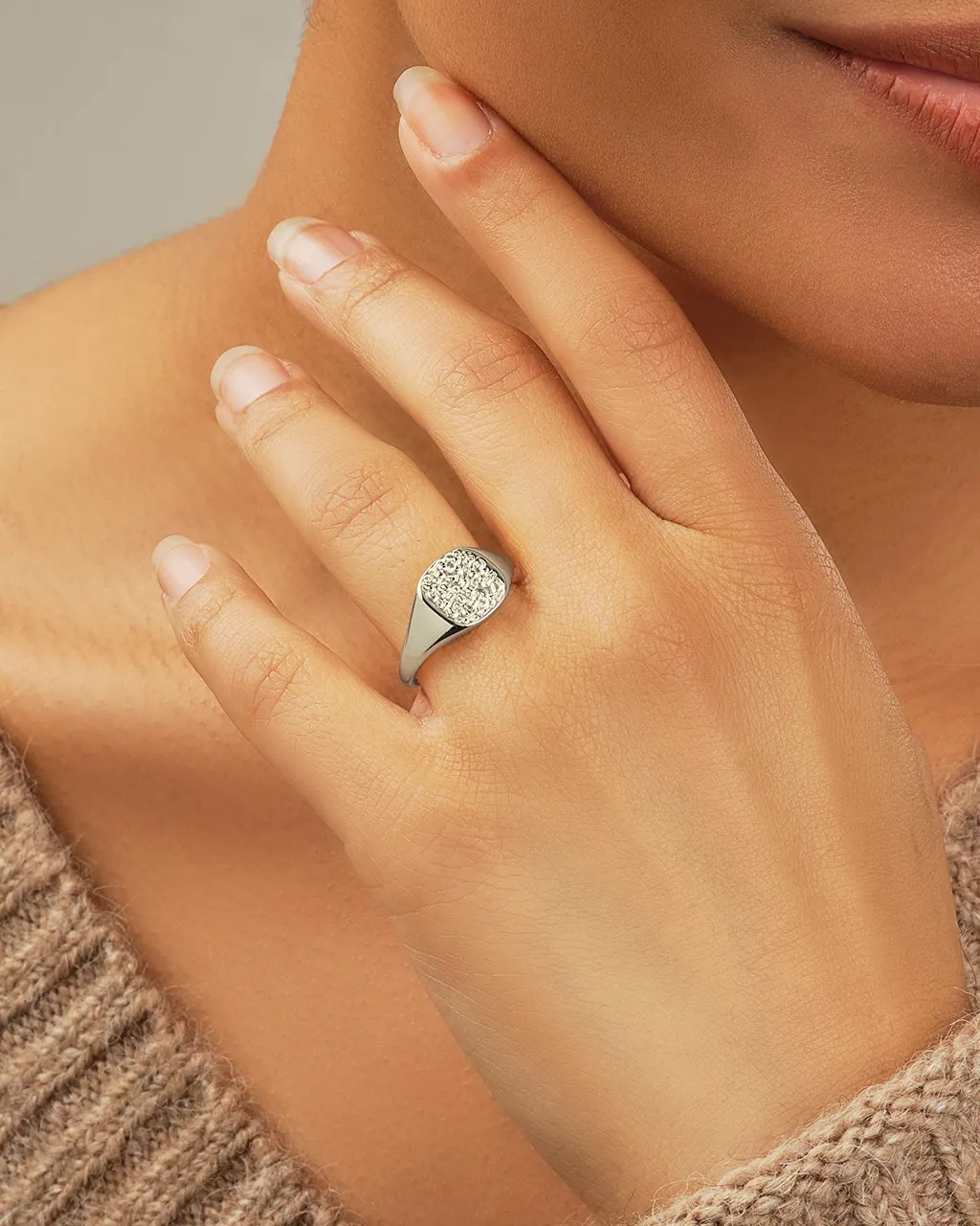 Hammered Square Signet Ring