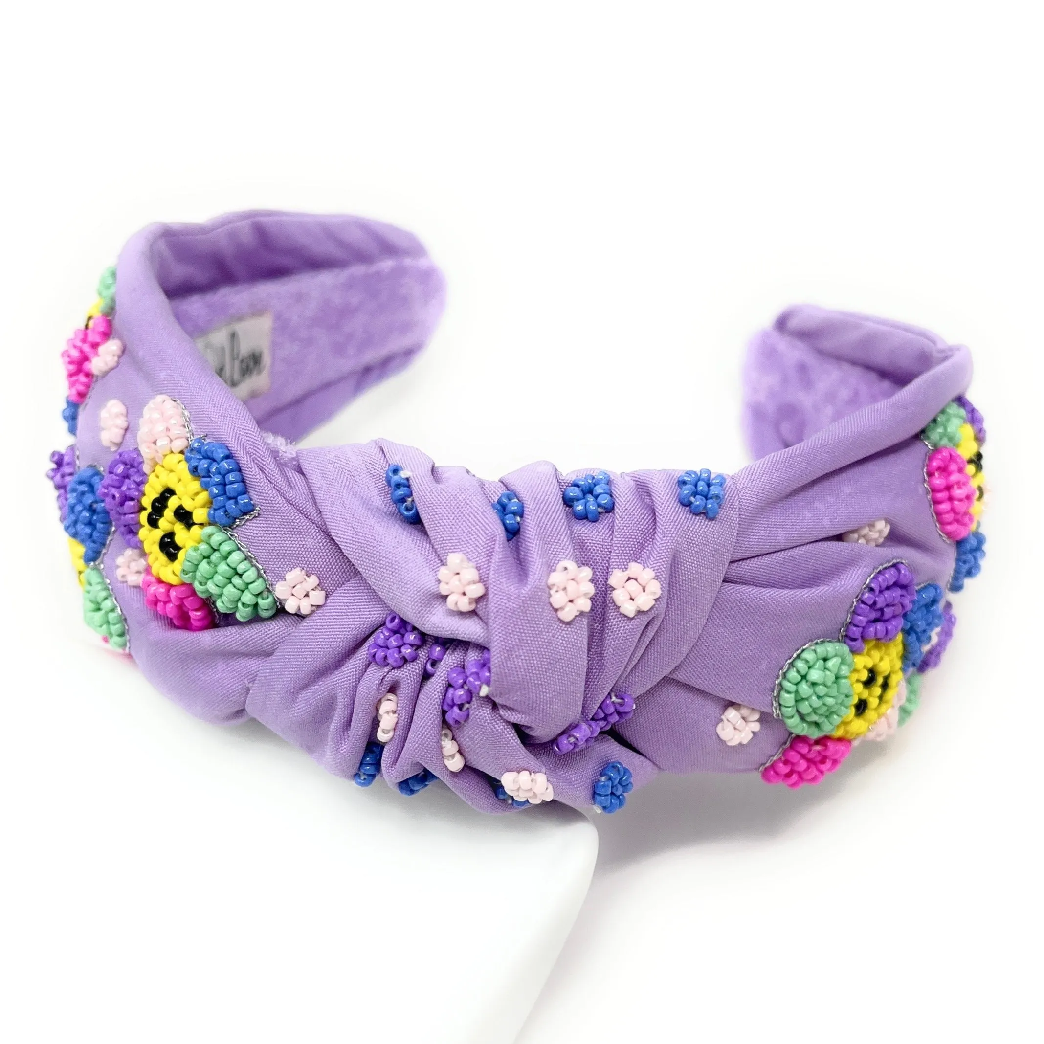 Hand Beaded Smiley Flower Knot Headband