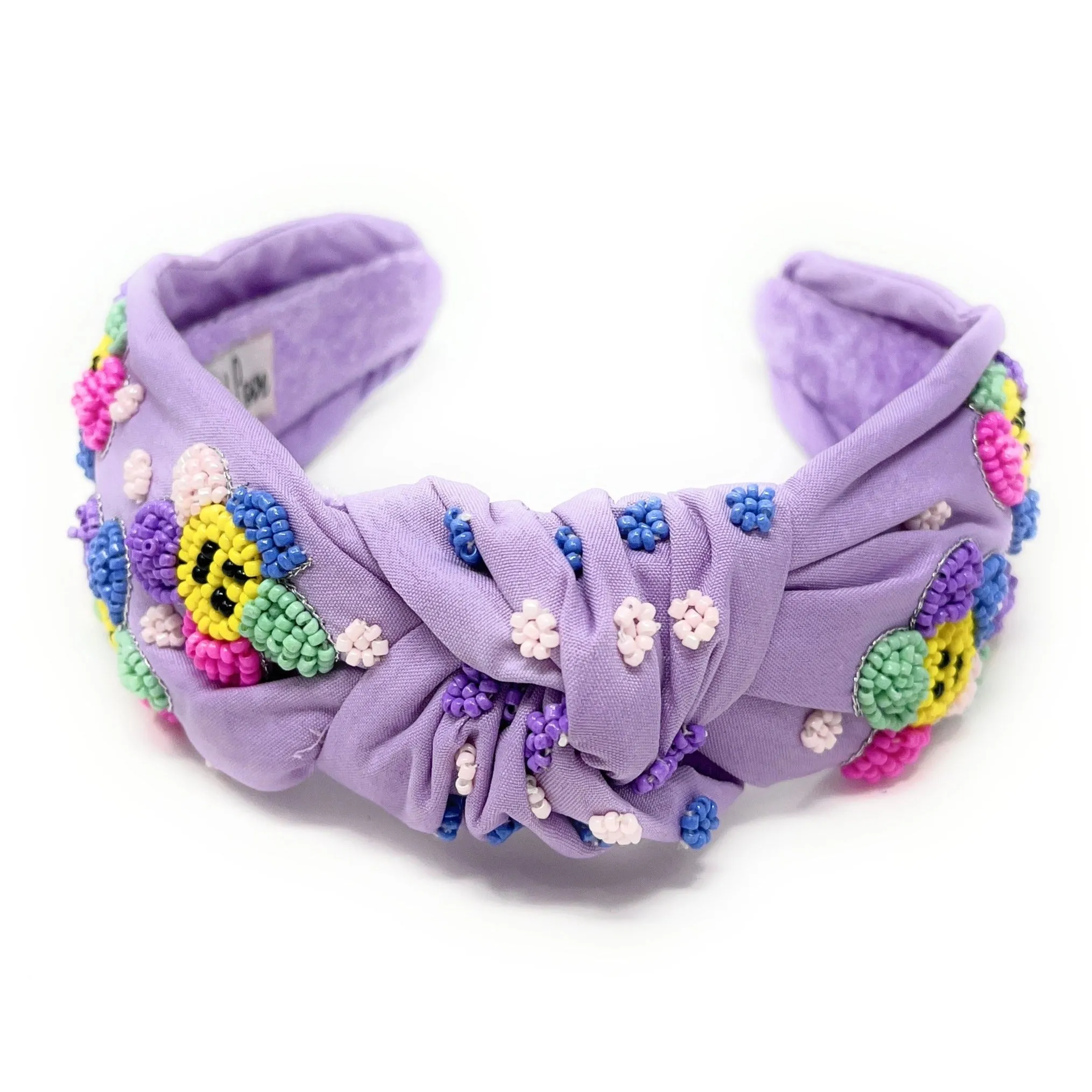 Hand Beaded Smiley Flower Knot Headband