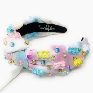 Hand Sewn Gummy Bear Jeweled Knot Headband