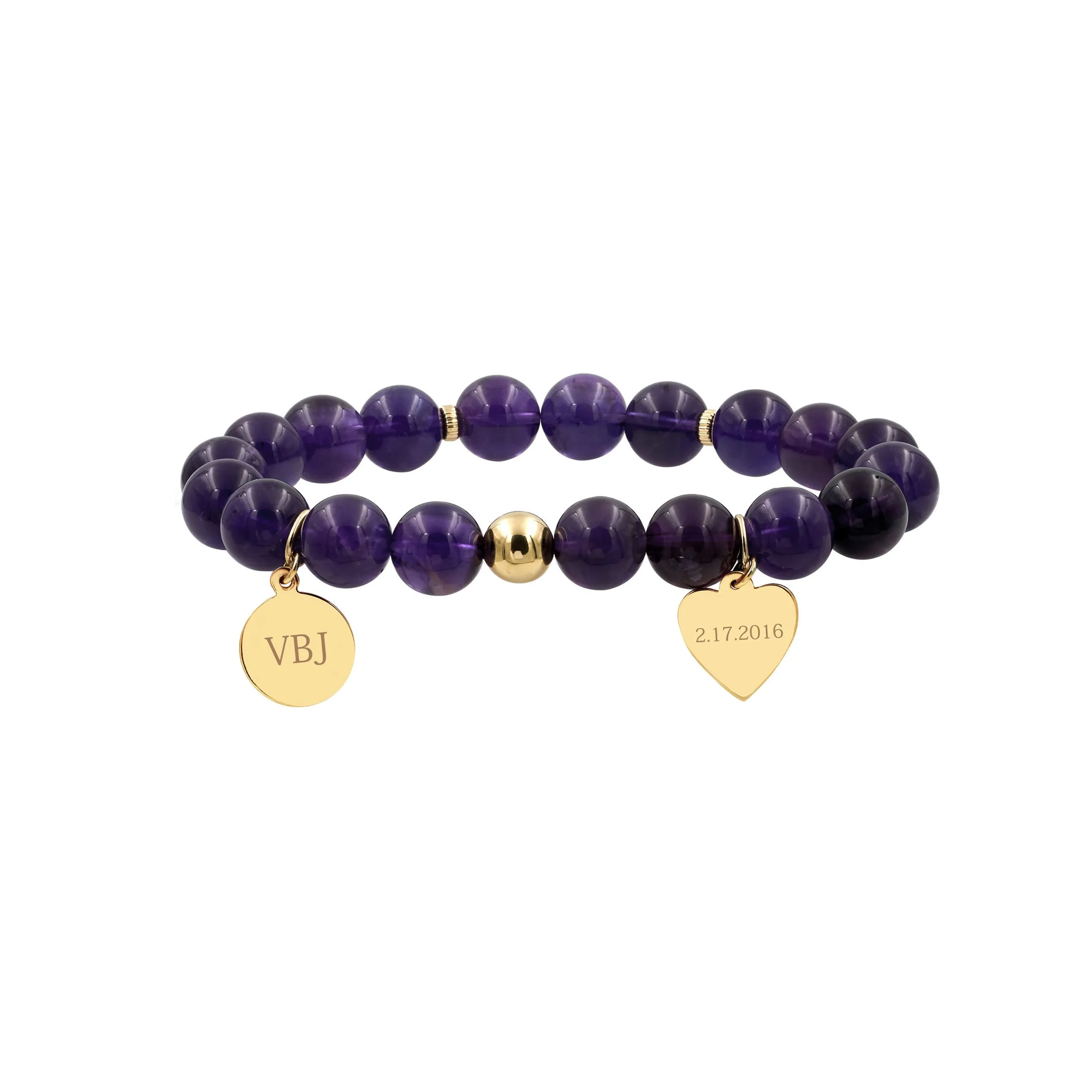 Handprint / Footprint Amethyst Bracelet in 14K Gold