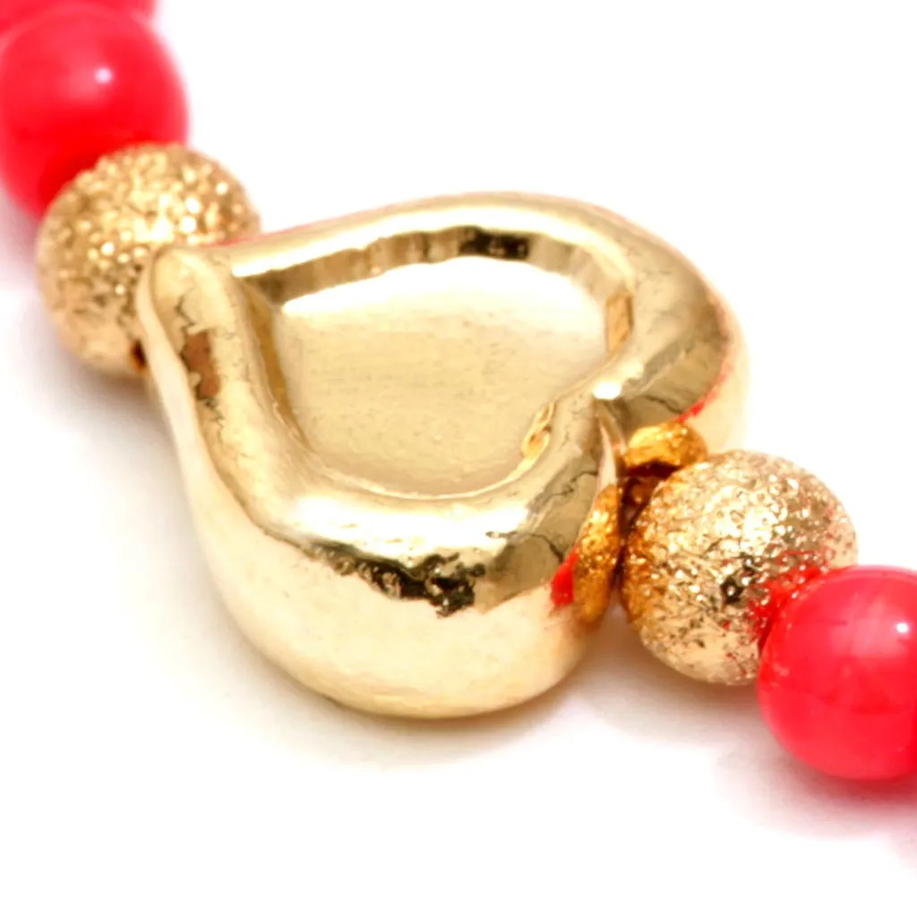 Heart Charm Glass Bead Bracelet