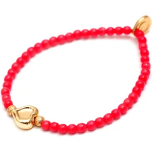 Heart Charm Glass Bead Bracelet
