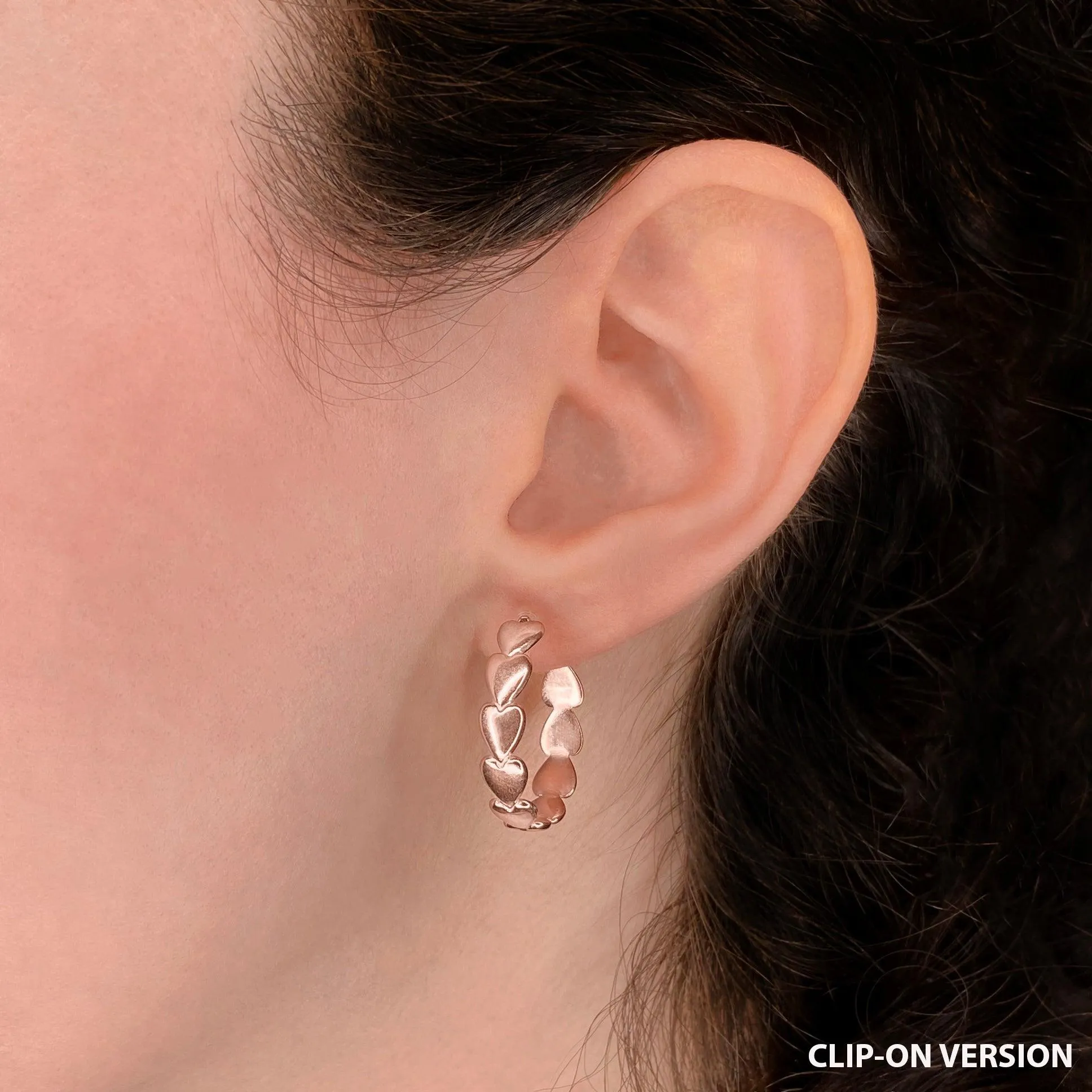 HEART HOOP EARRINGS IN ROSE GOLD