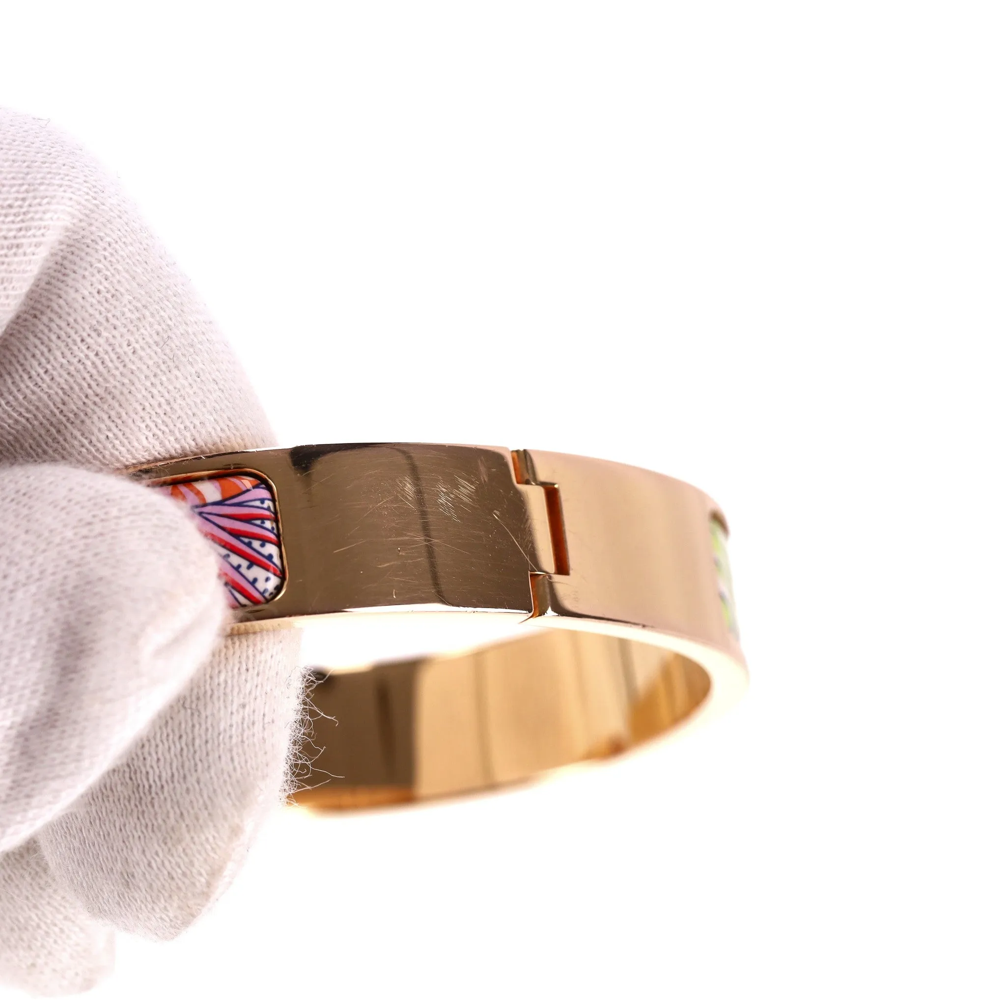 Hermes Clic Clac H 18k Gold Plated Animaux Camoufles Bracelet