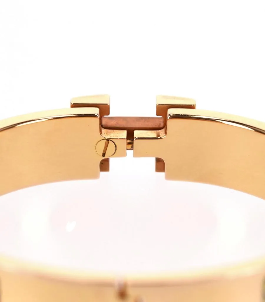 Hermes Clic Clac H 18k Gold Plated Animaux Camoufles Bracelet