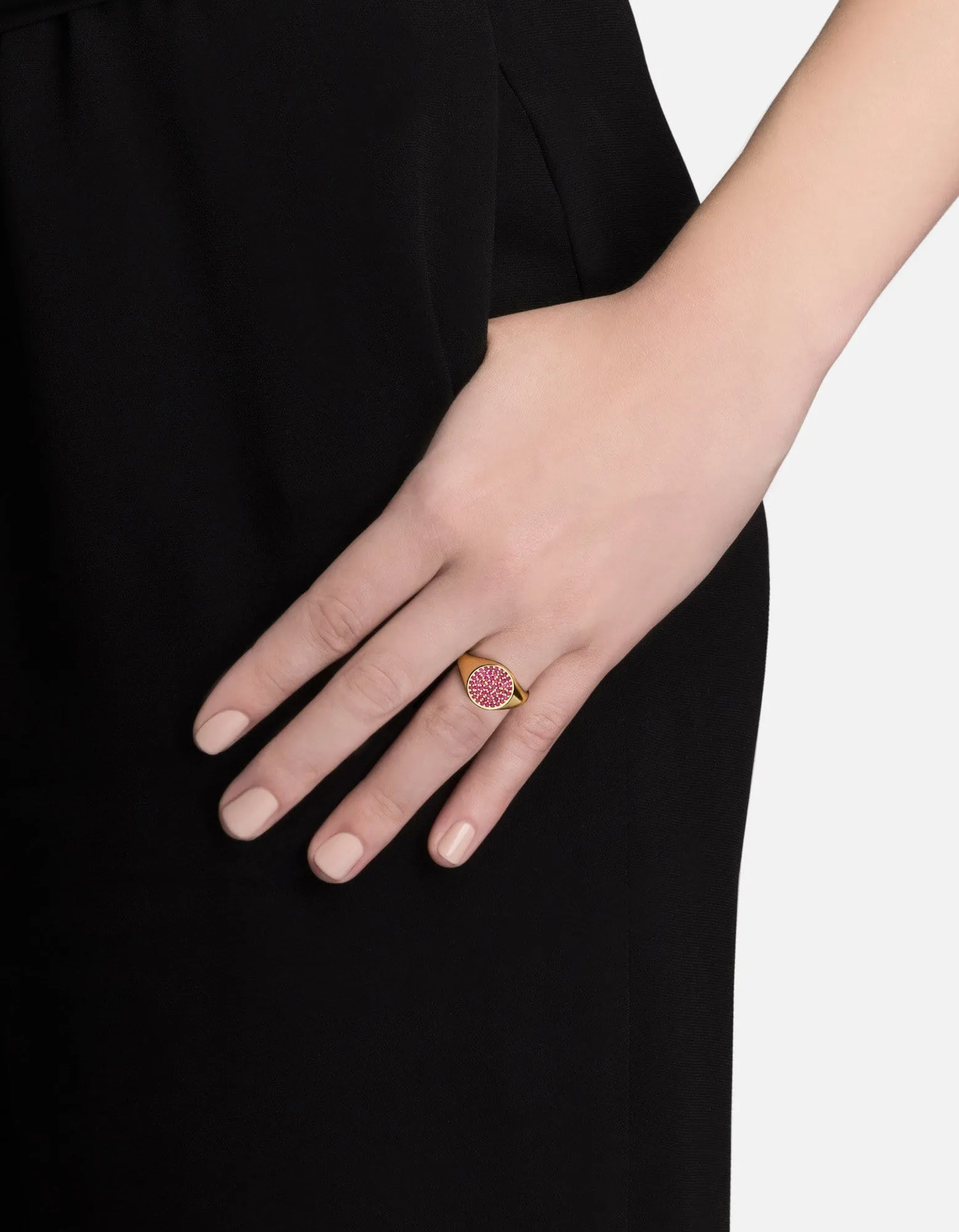 Horizon Signet Ring, 14k Gold/Ruby