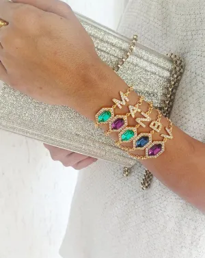 Initial Bejewelled Bracelet In Amethyst