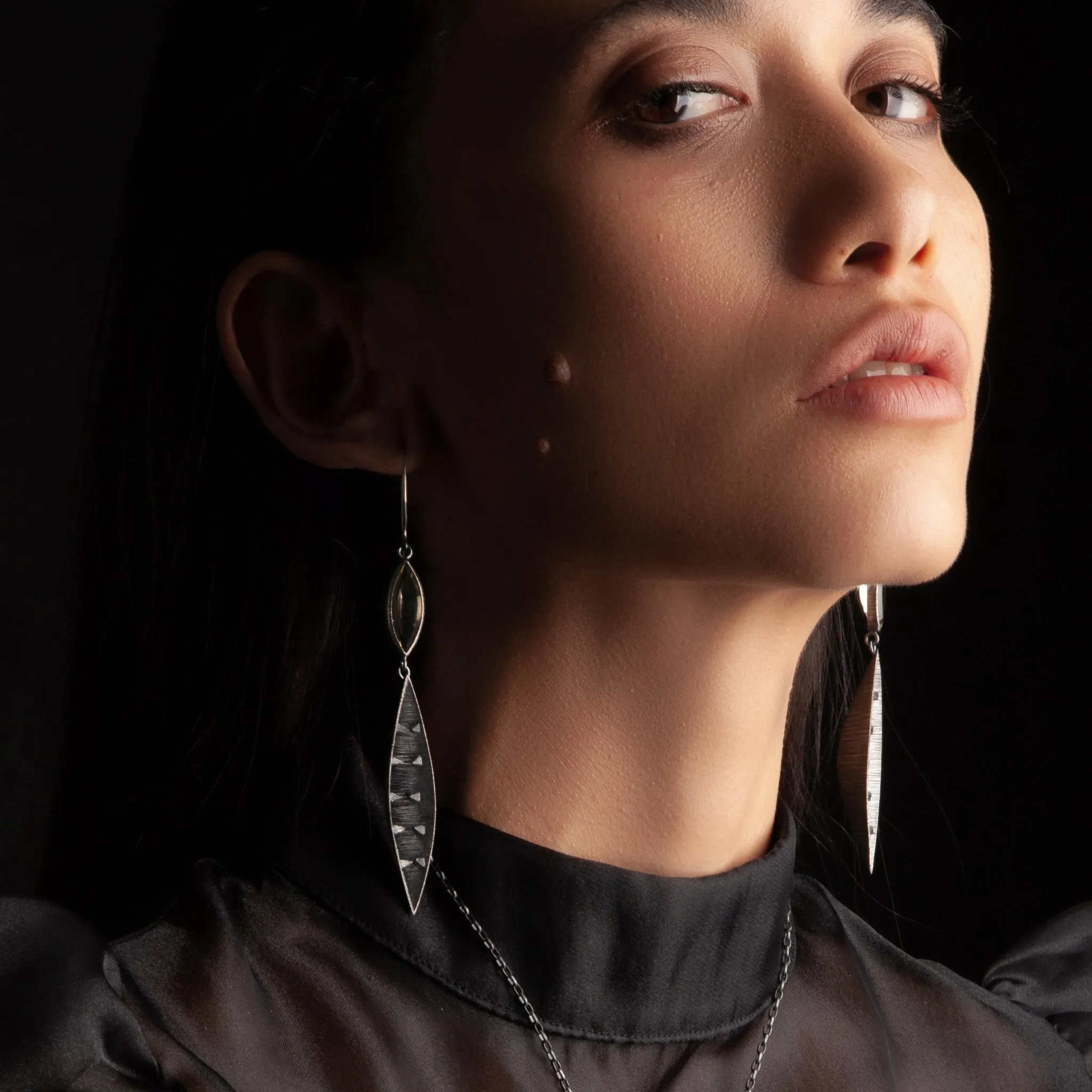 Internal Pyramids Quartz Earrings