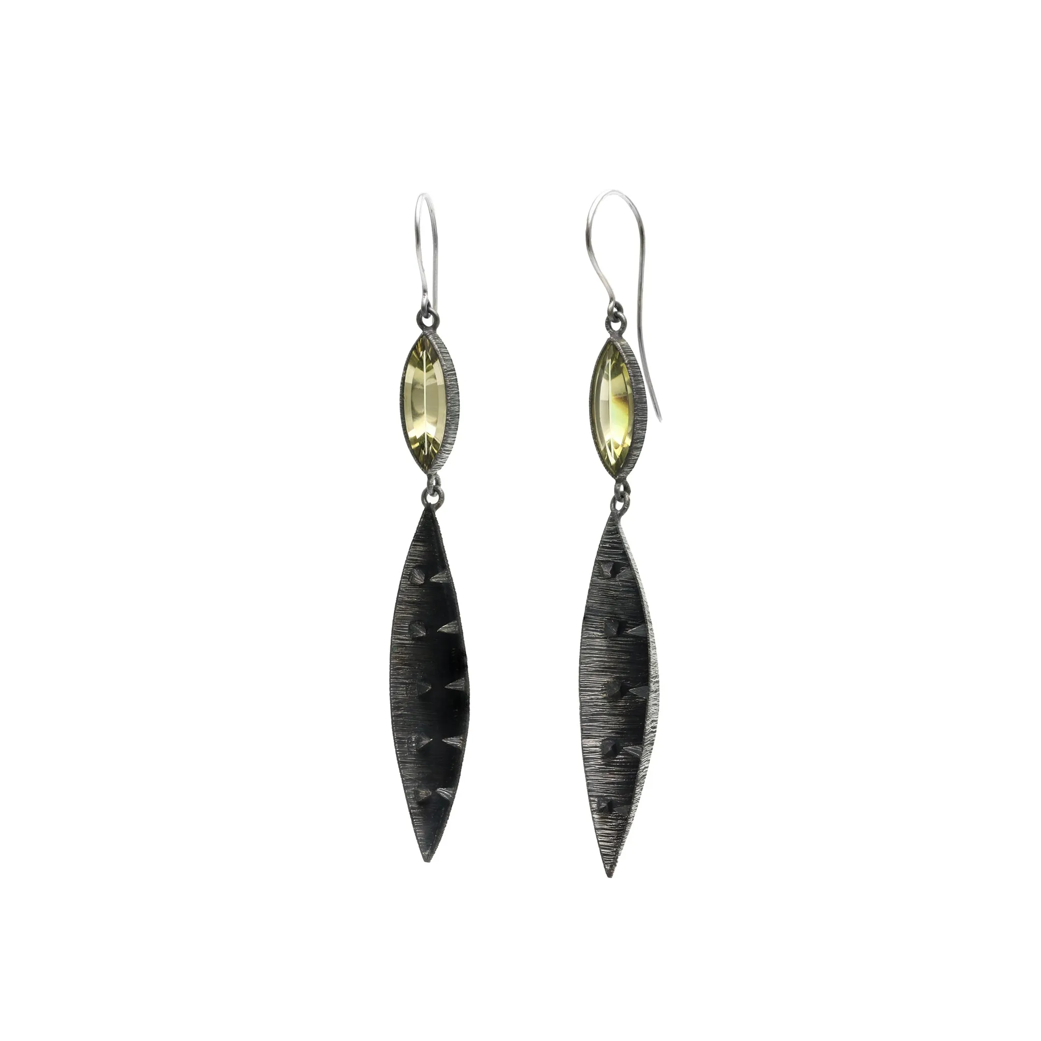 Internal Pyramids Quartz Earrings