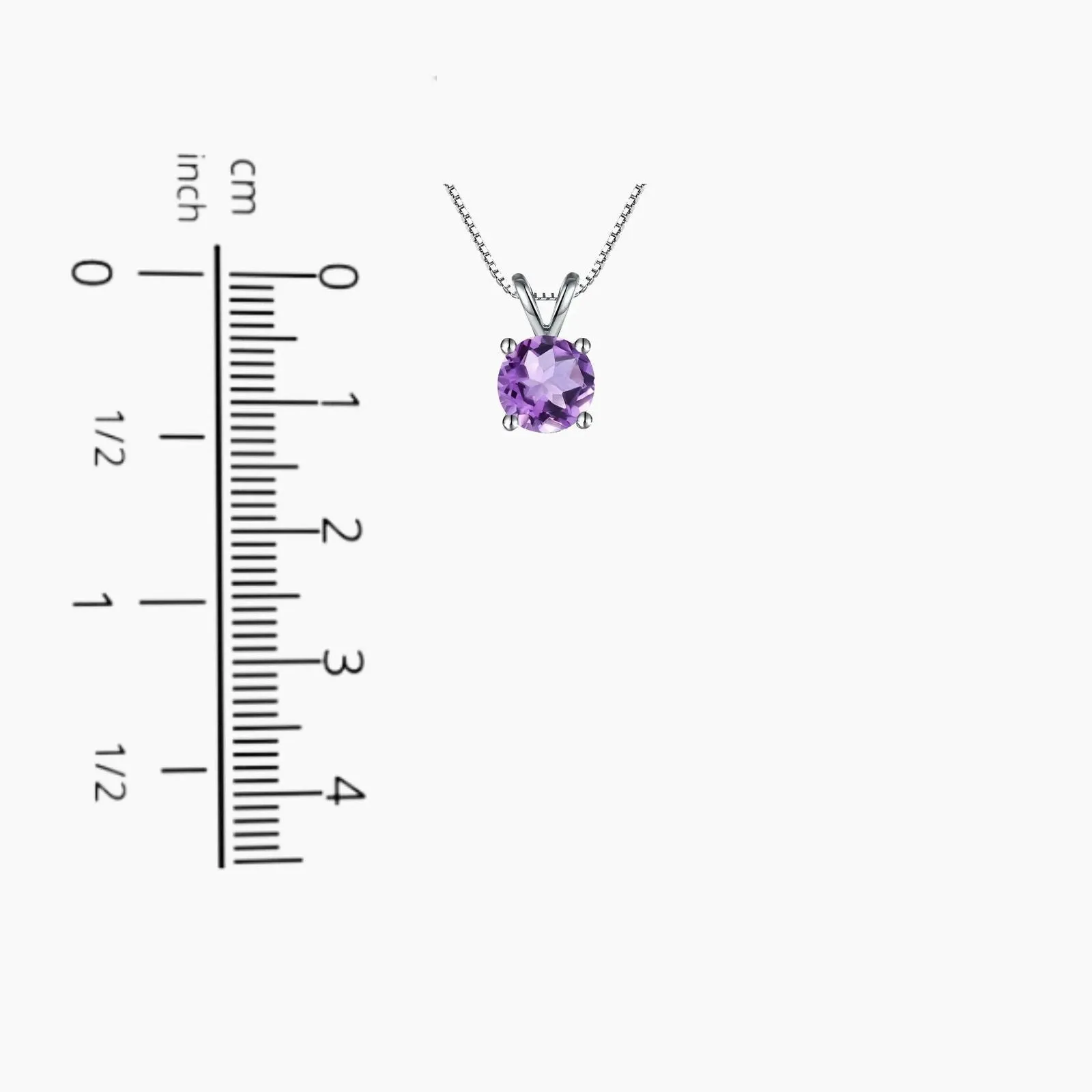 Irosk Round Cut Pendant in Sterling Silver -  Amethyst