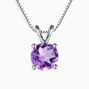 Irosk Round Cut Pendant in Sterling Silver -  Amethyst