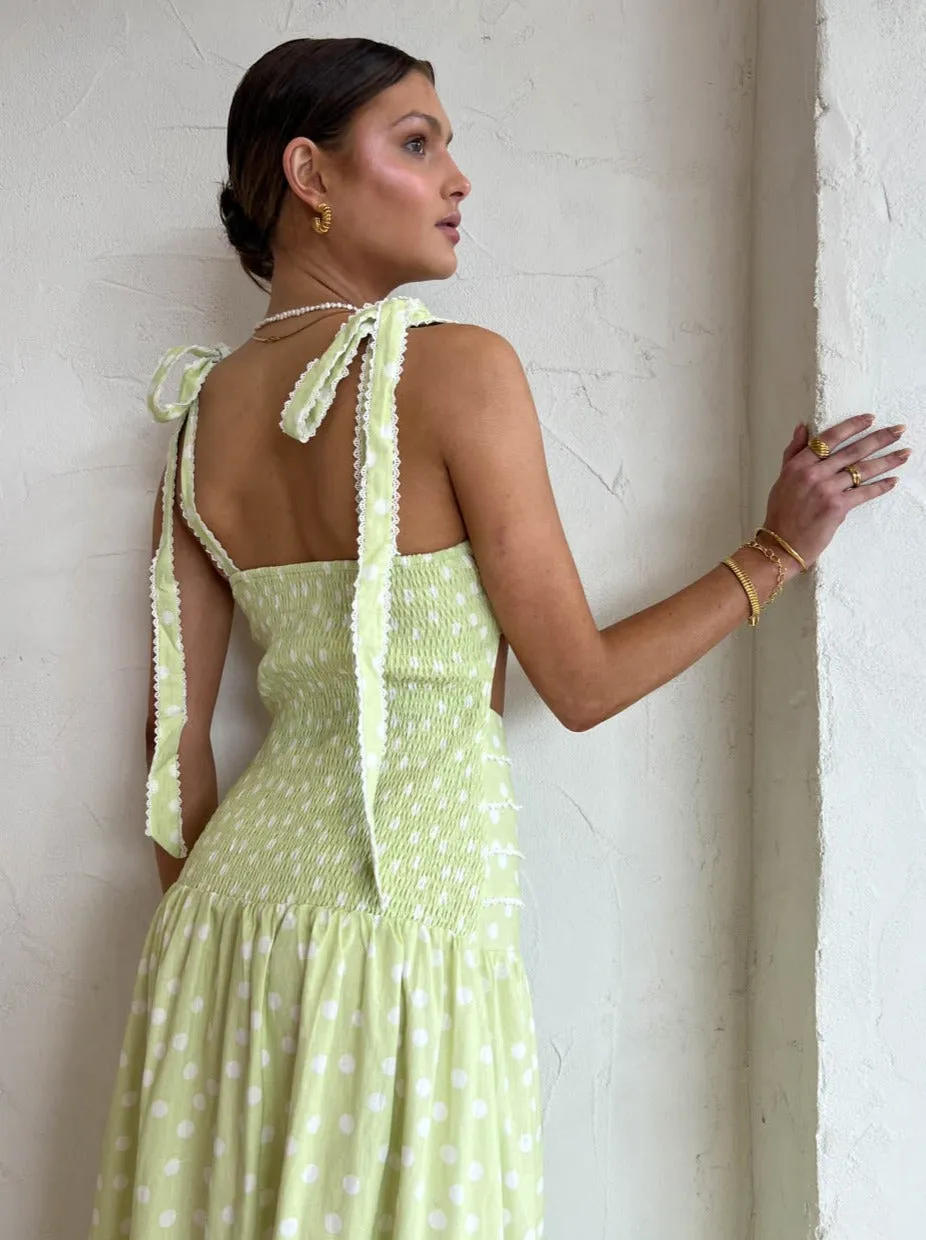 Issy Adore Dress in Key Lime Dot