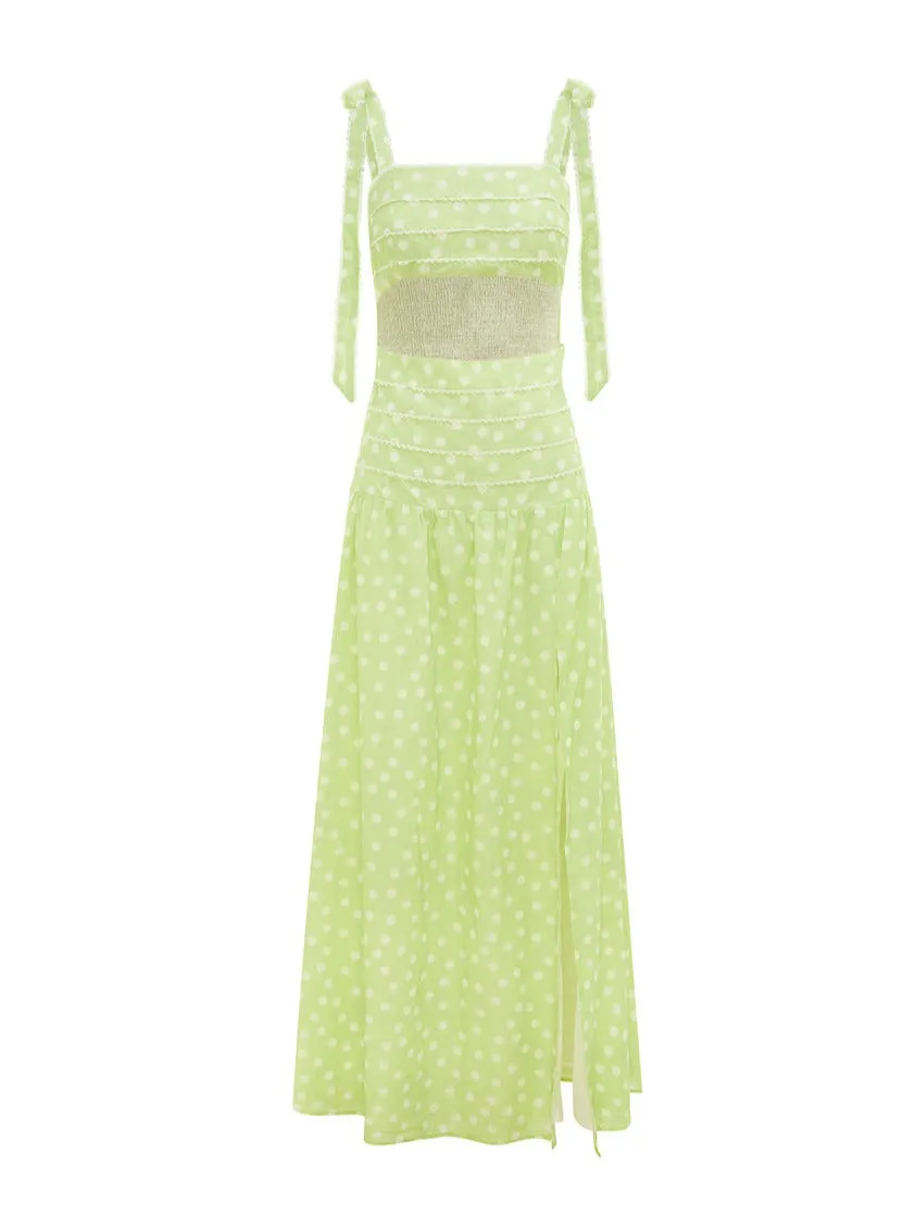 Issy Adore Dress in Key Lime Dot