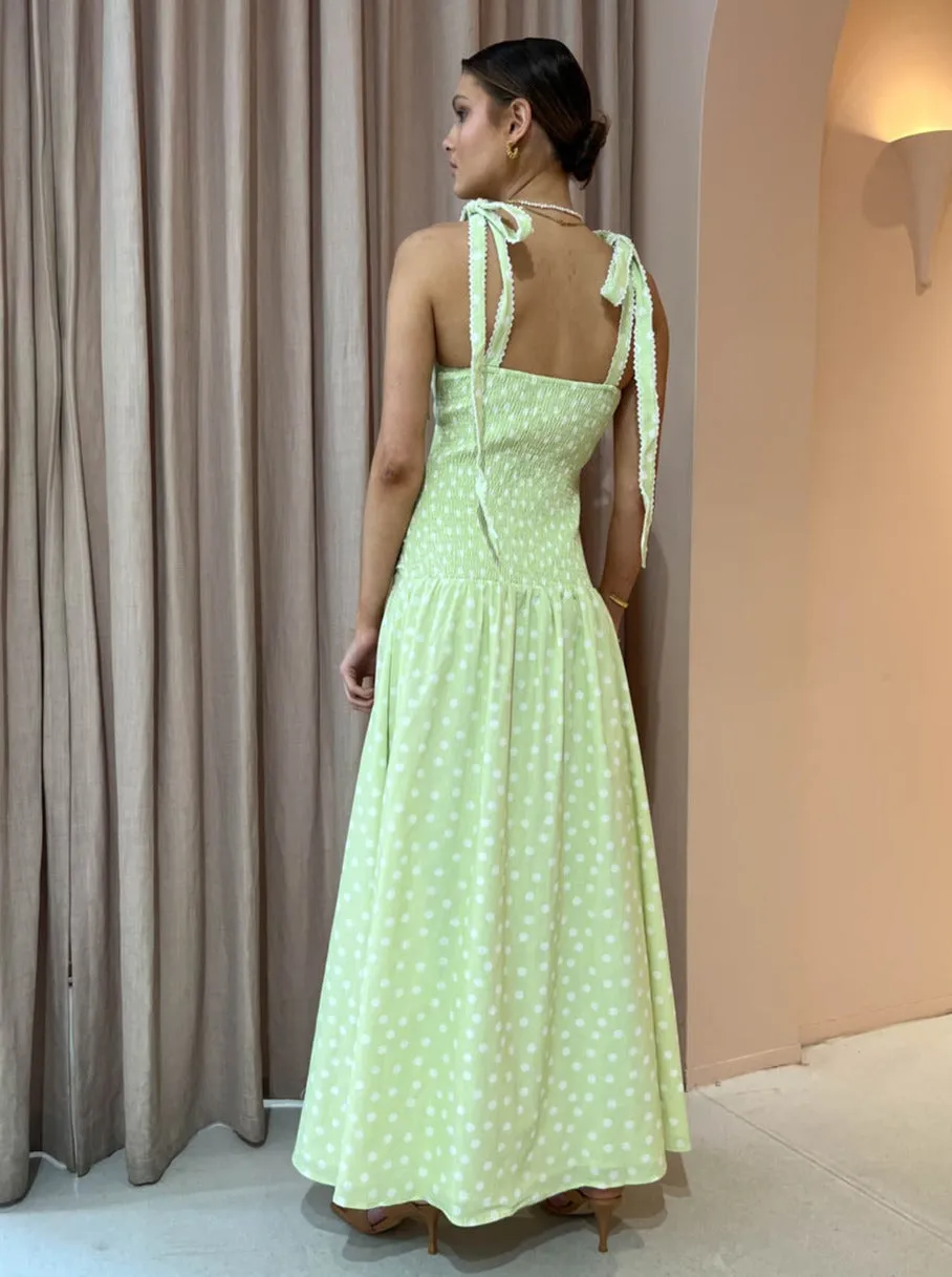 Issy Adore Dress in Key Lime Dot