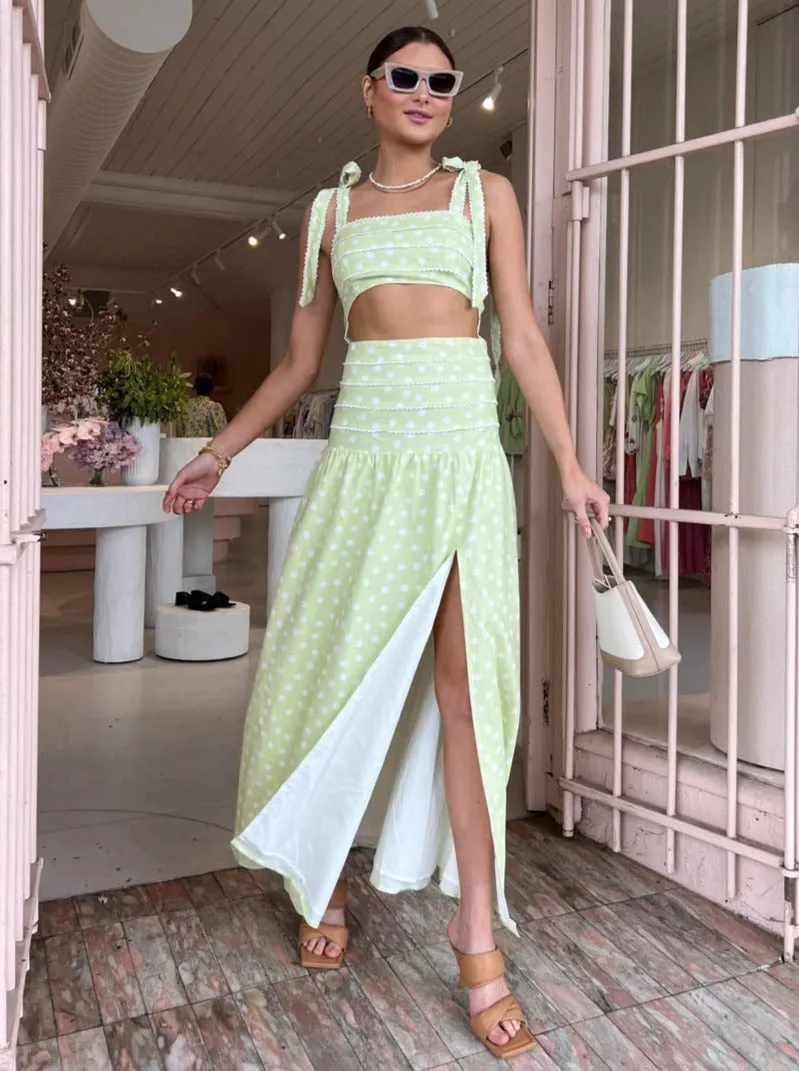 Issy Adore Dress in Key Lime Dot