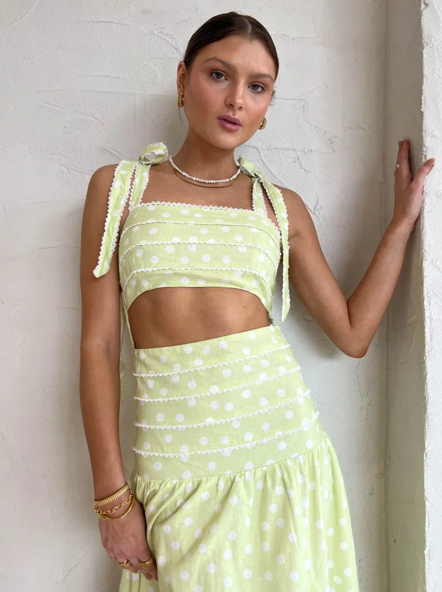 Issy Adore Dress in Key Lime Dot