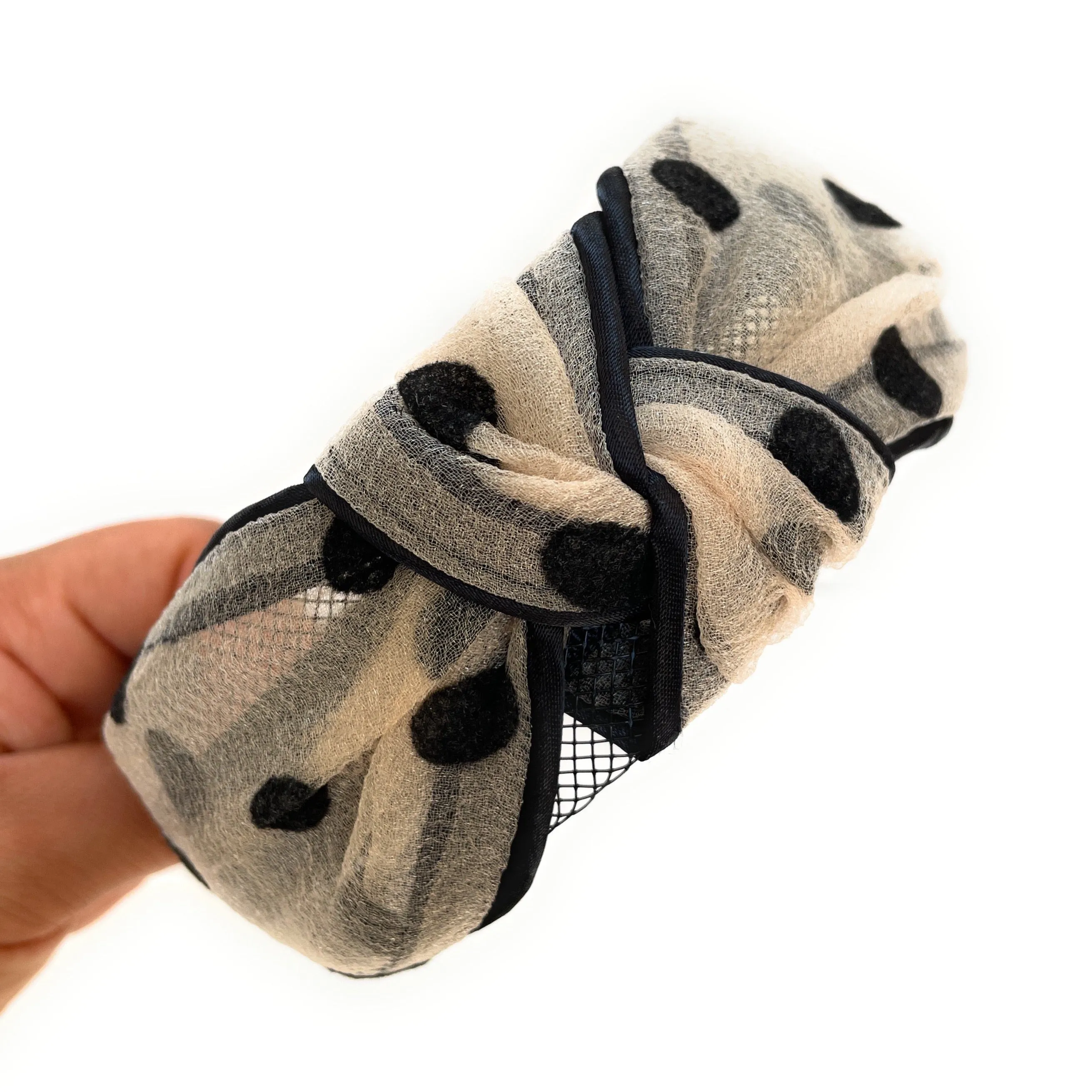 Ivory Polka Dot Knot Headband