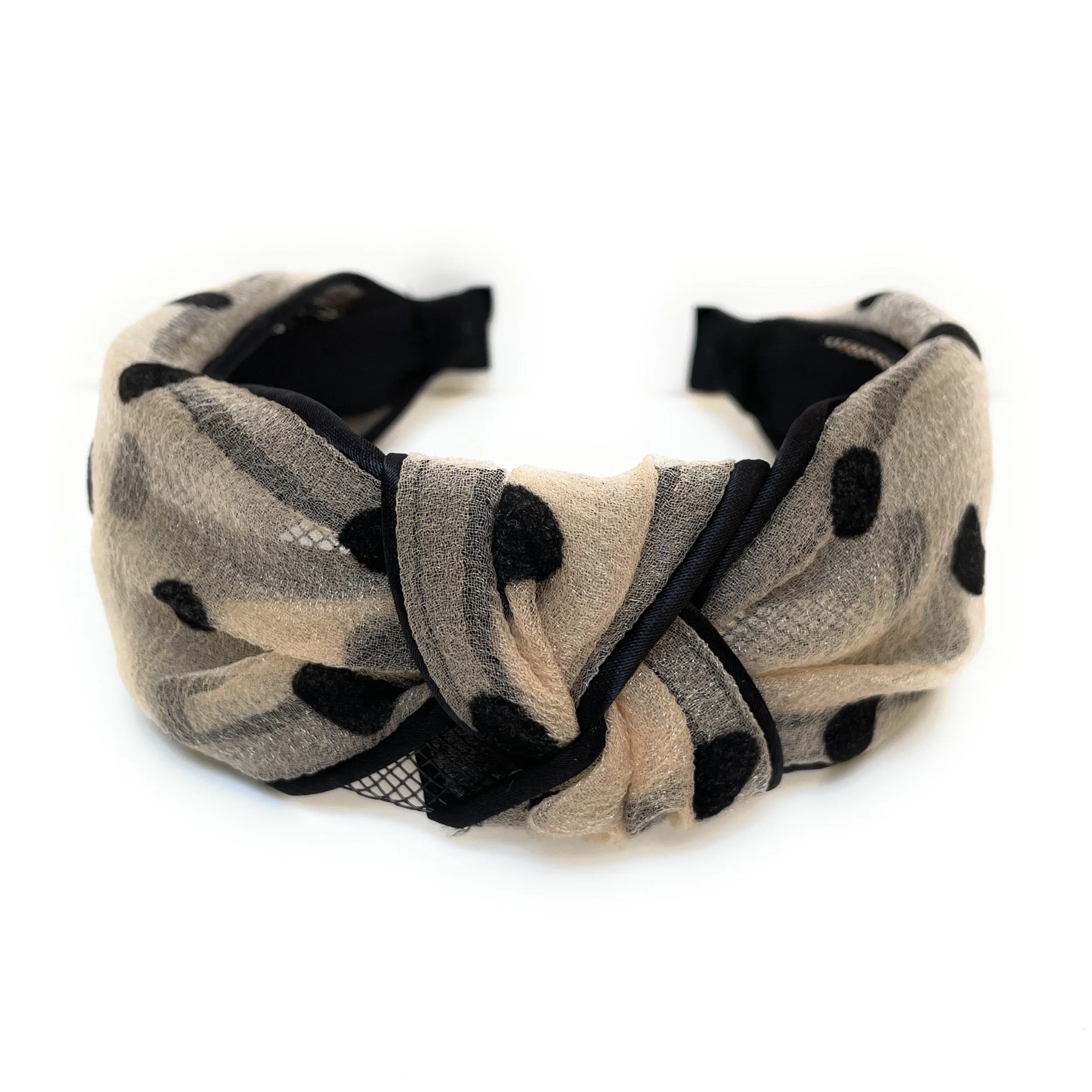 Ivory Polka Dot Knot Headband