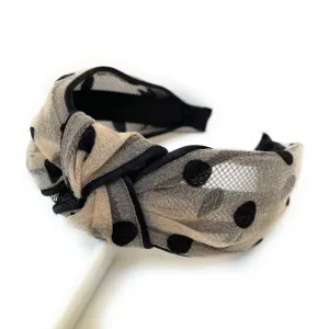 Ivory Polka Dot Knot Headband