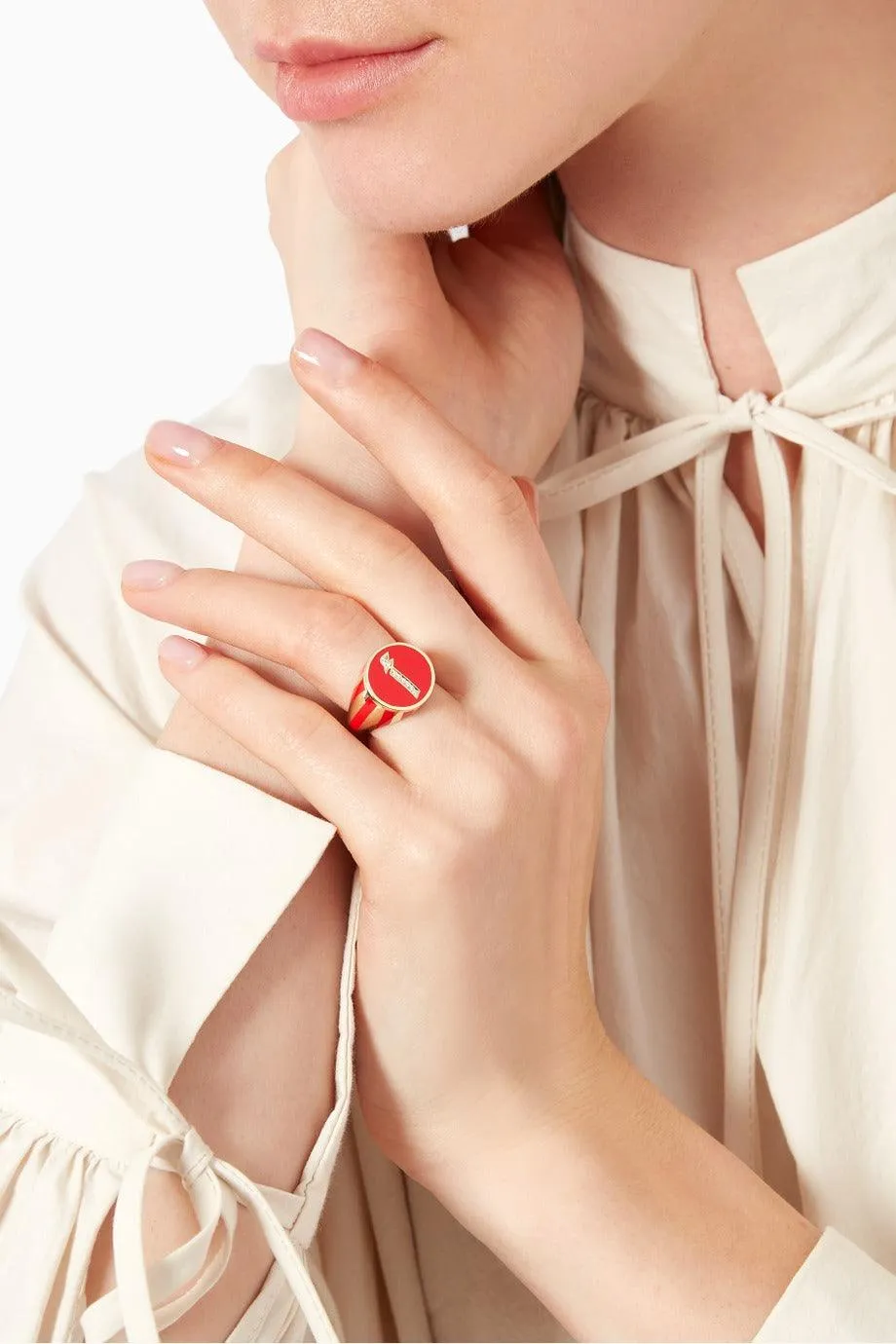 Khatt - Alef Letter Diamond Signet Ring