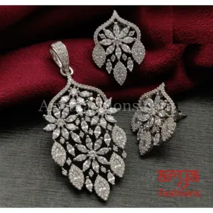 Kiara Silver Cubic Zirconia Pendant Set with Stud Earrings
