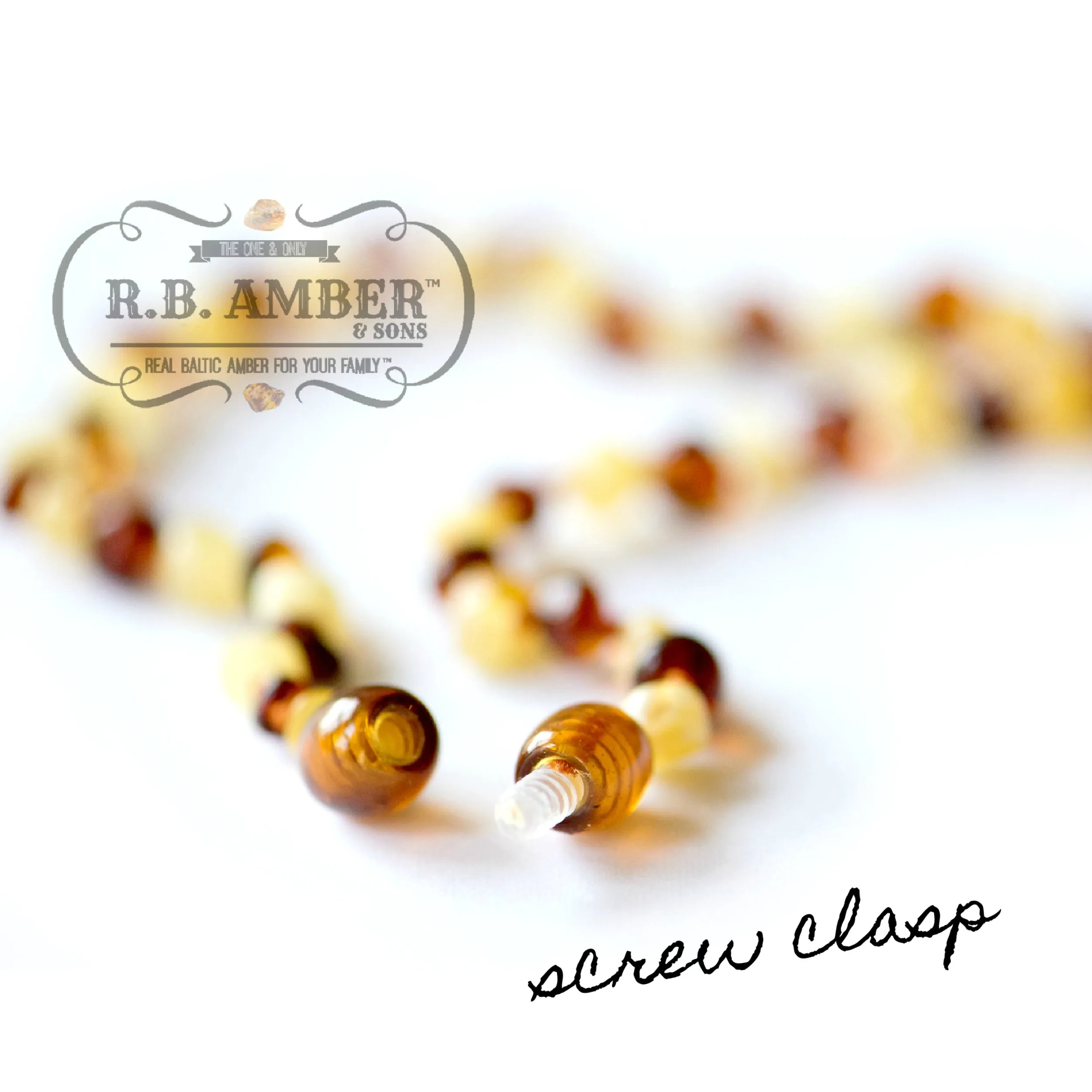 Kids | Aqua Sea Glass   Raw Cognac Amber Necklace