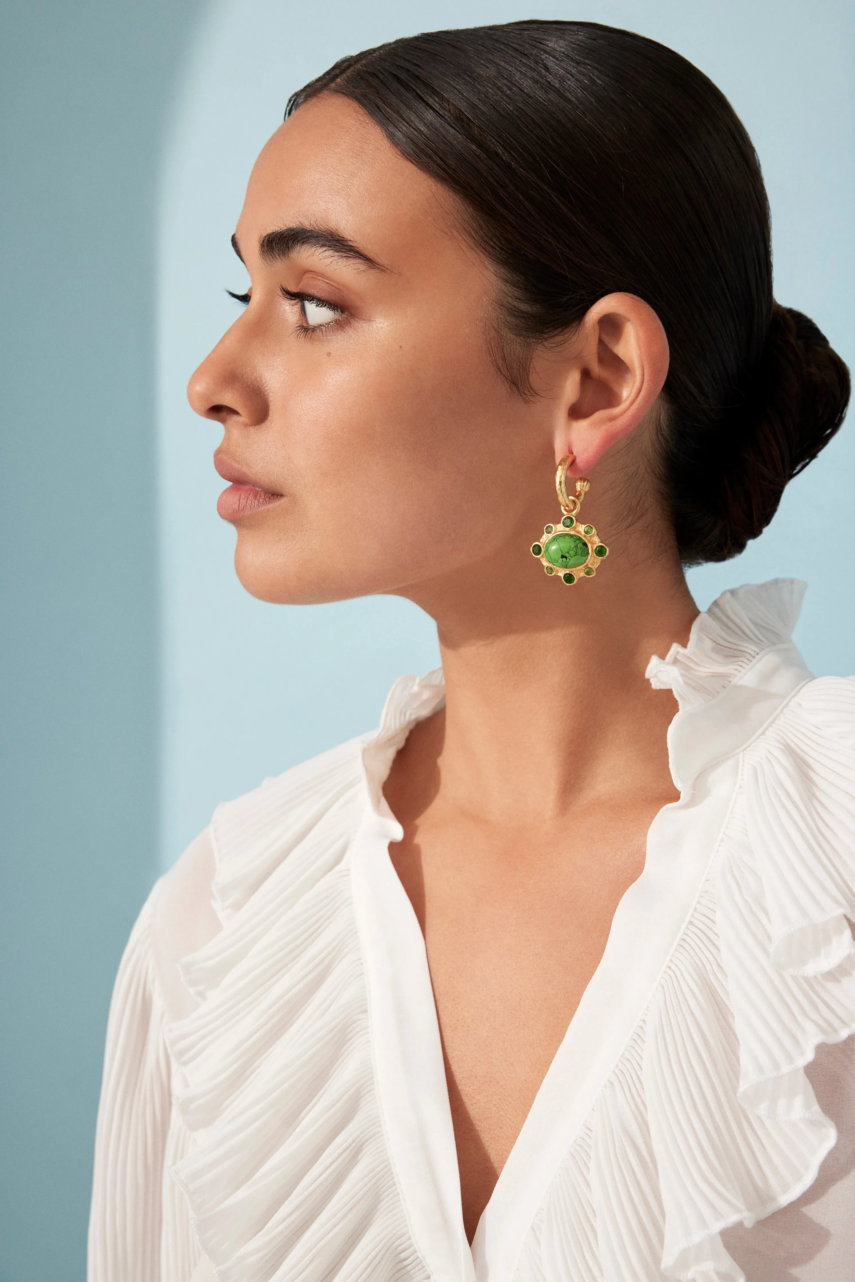 Laia Earrings Green Turquoise & Green Peridot Quartz