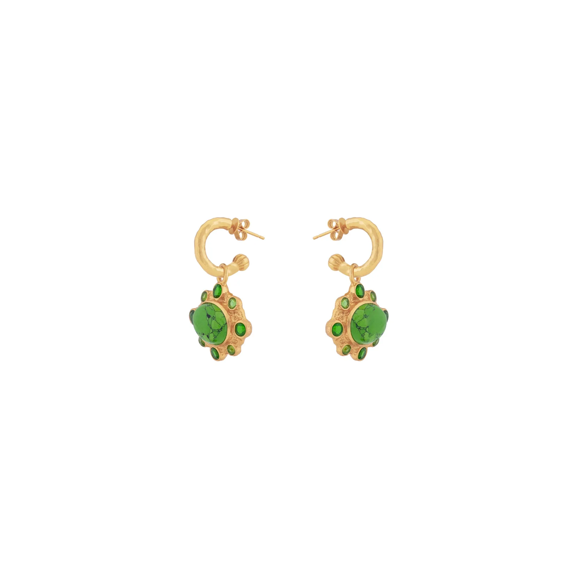 Laia Earrings Green Turquoise & Green Peridot Quartz