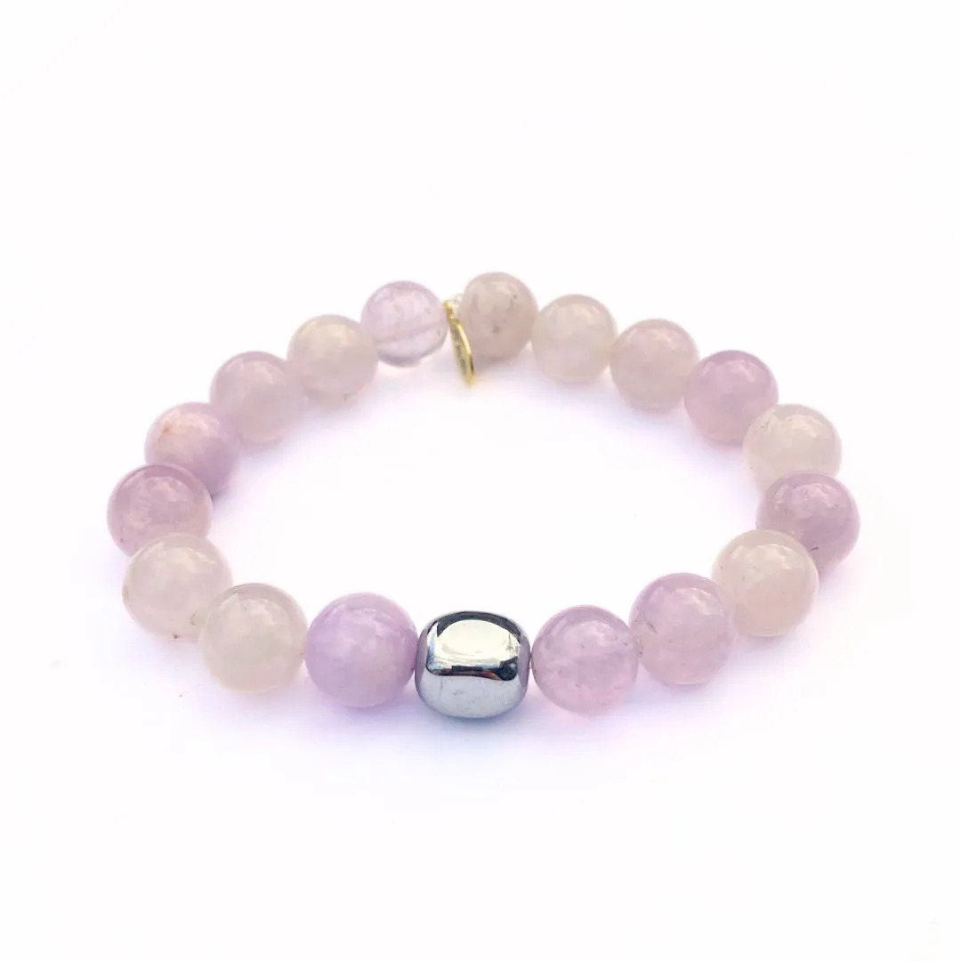 Lavender Amethyst Bracelet | Gunmetal Hematite
