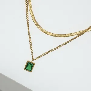 Leonie Layered Necklace (Green)