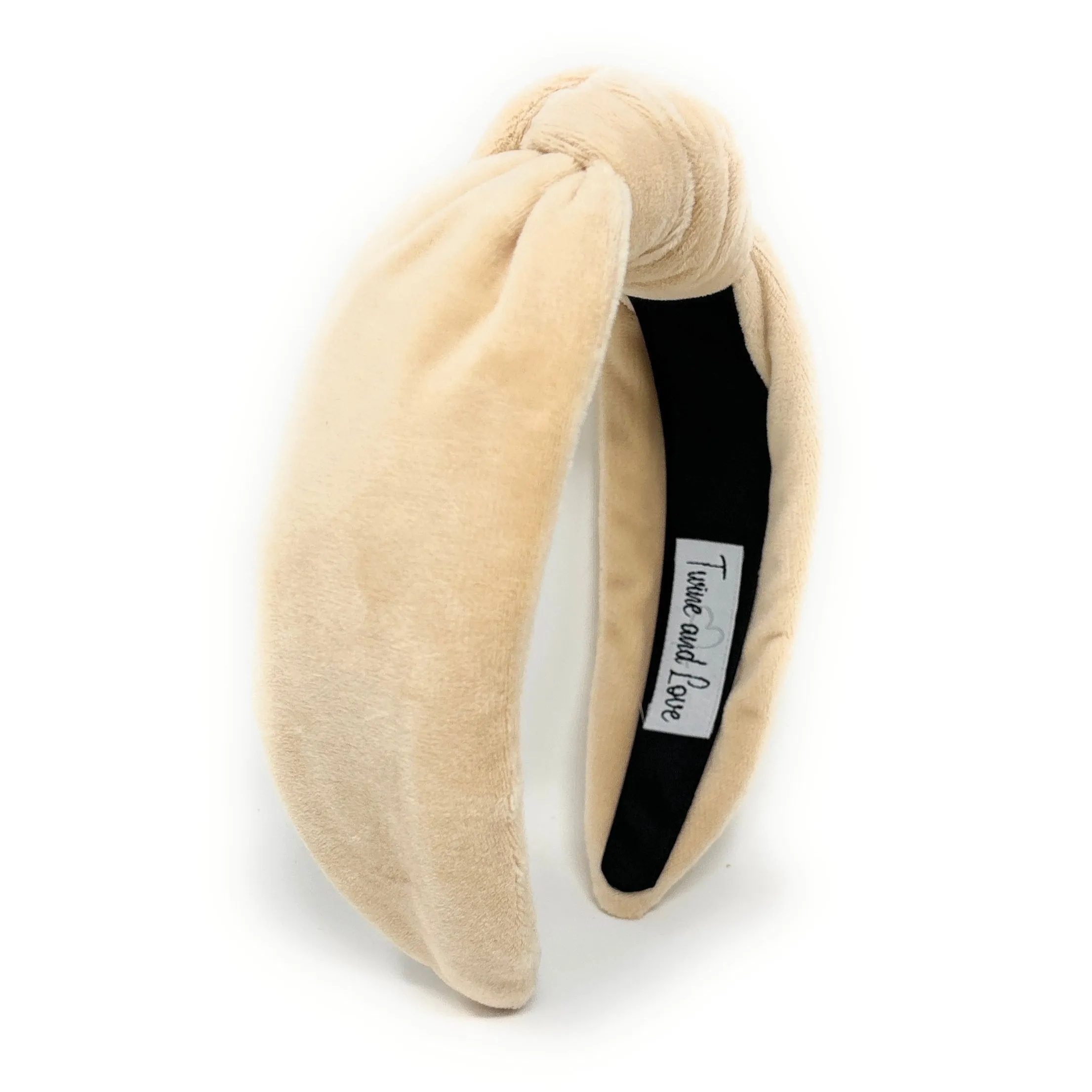 Light Beige Velvet Knot Headband