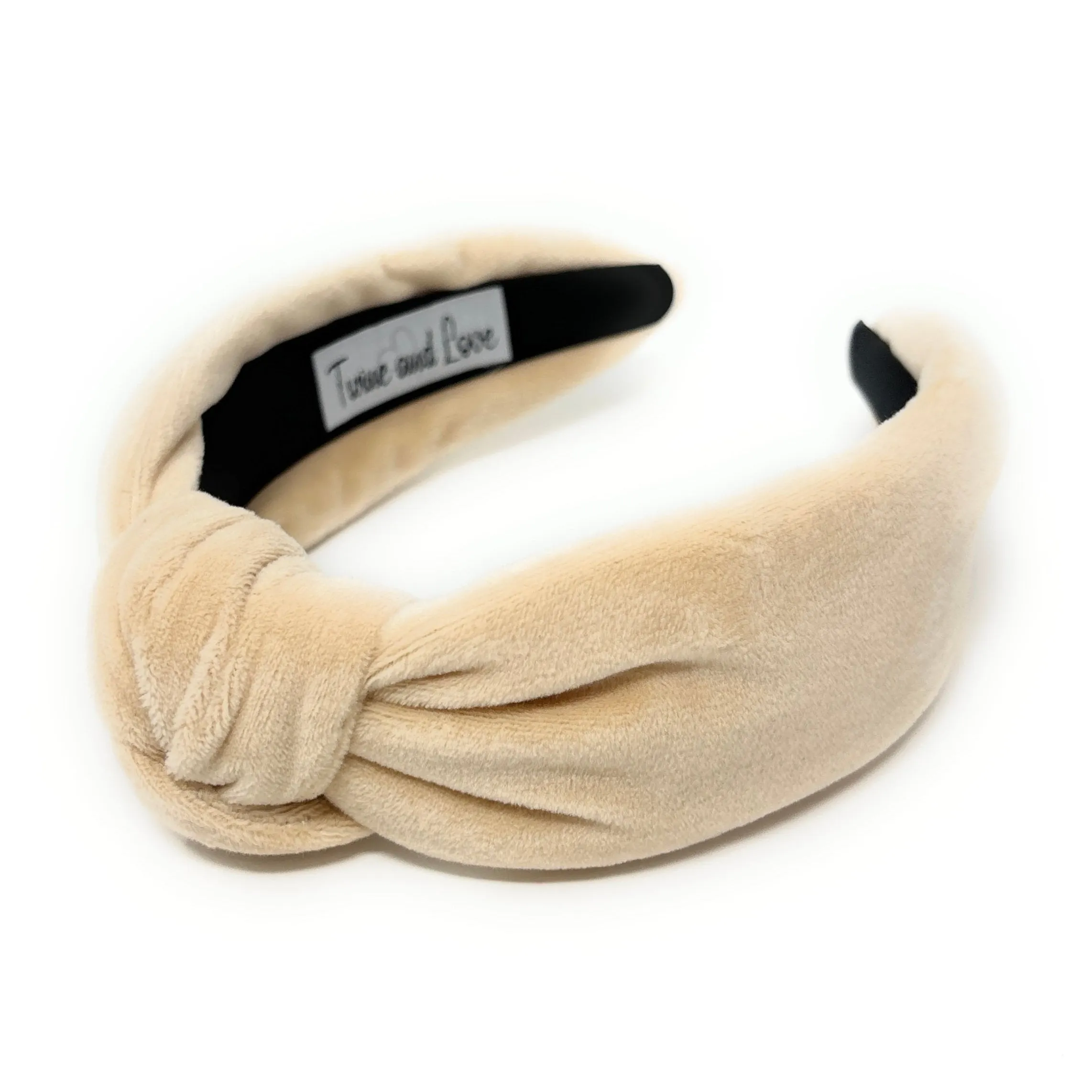 Light Beige Velvet Knot Headband