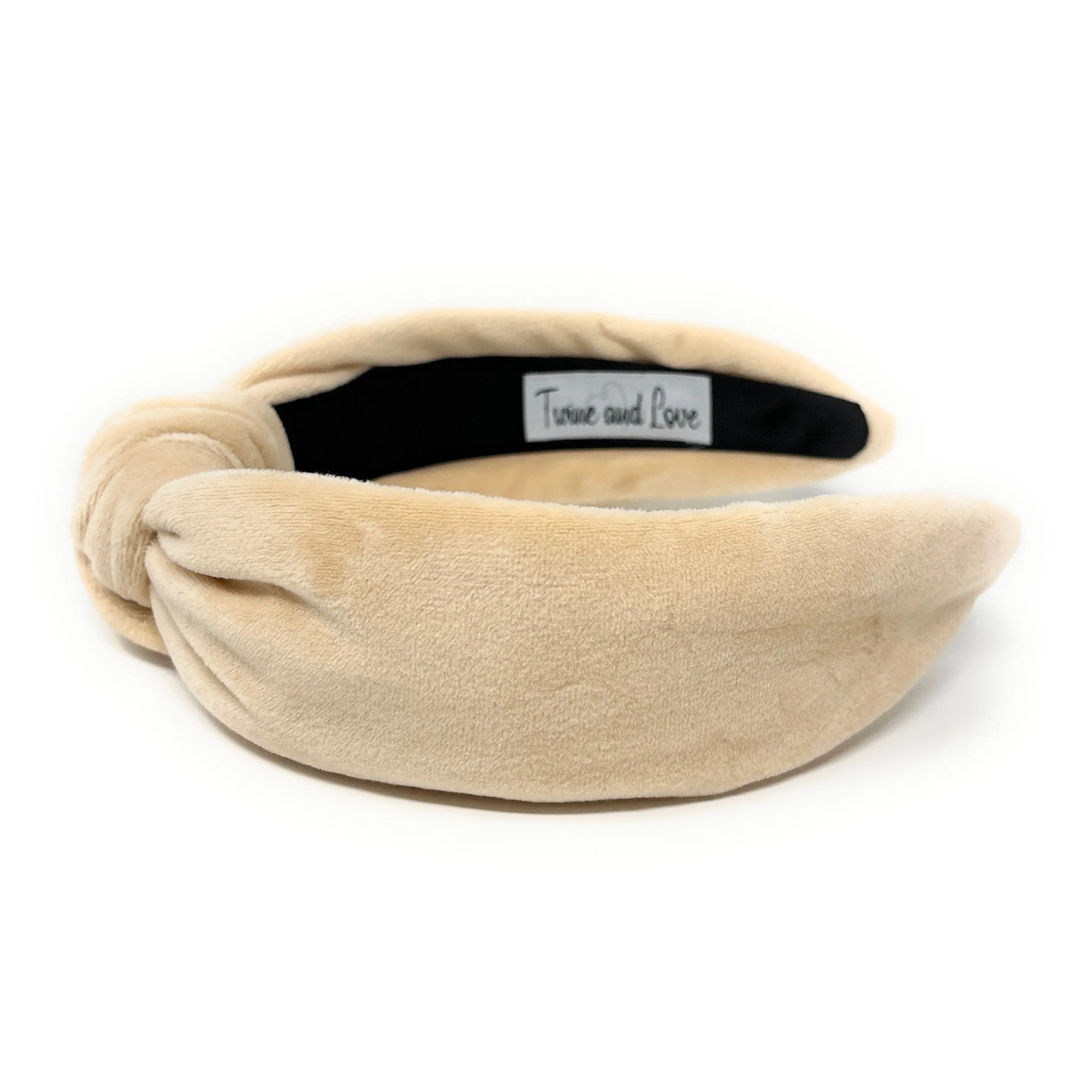Light Beige Velvet Knot Headband