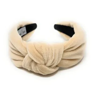 Light Beige Velvet Knot Headband