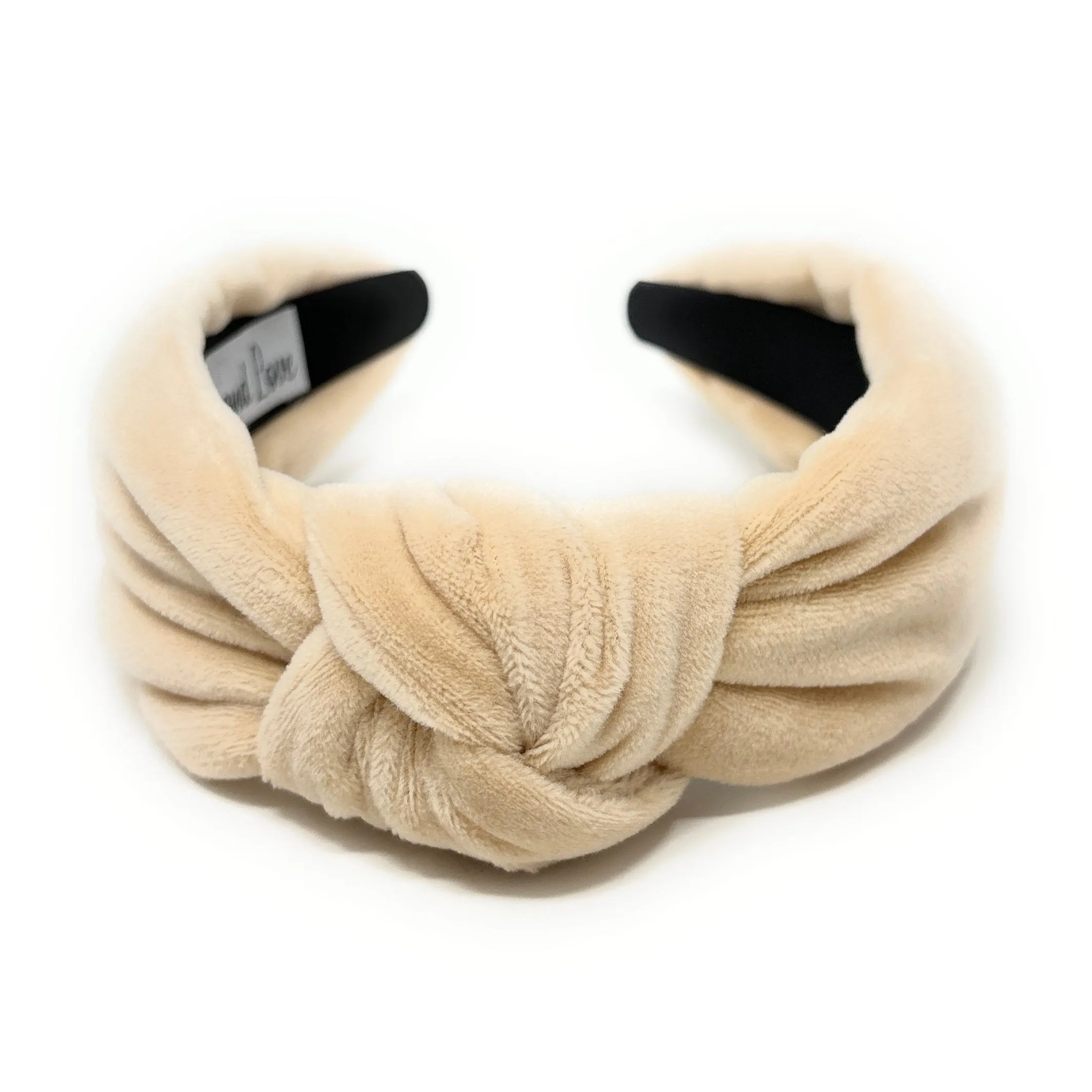 Light Beige Velvet Knot Headband