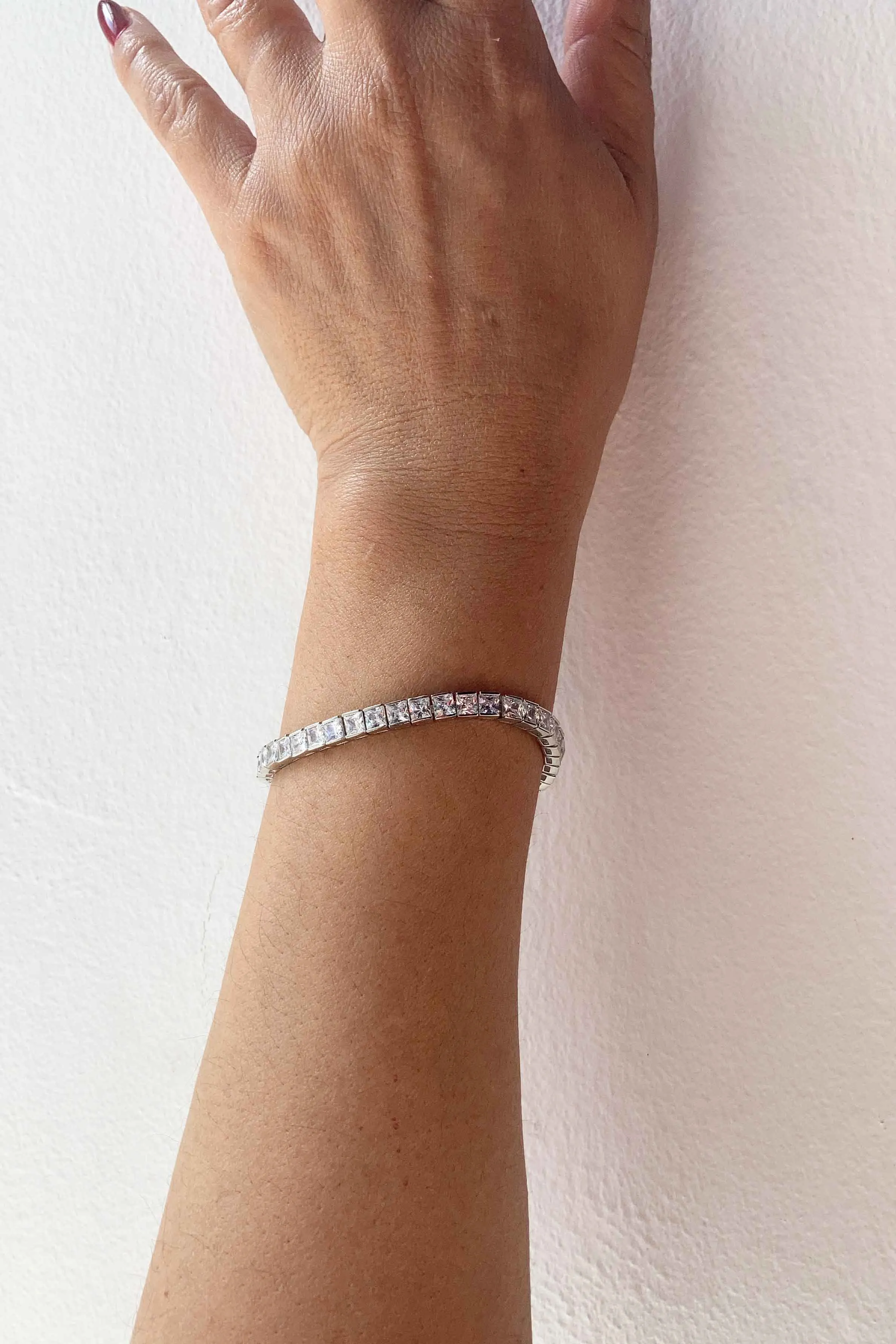 Lilibeth - Brilliant Square Cut Crystal Bridal Tennis Bracelet