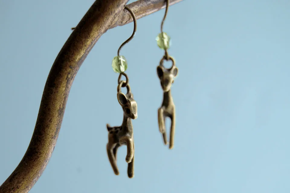 Little Brass Deer Earrings | Forest Deer Earrings | Deer Charm