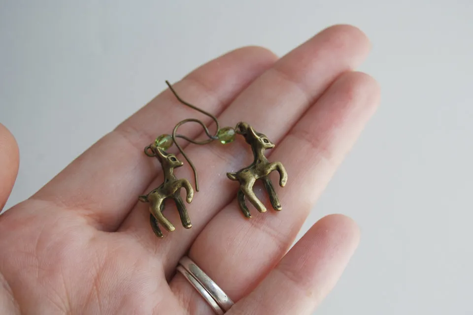 Little Brass Deer Earrings | Forest Deer Earrings | Deer Charm