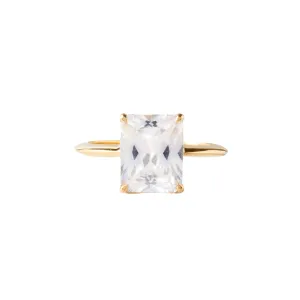 LOVE VINTAGE SOLITAIRE RING - CUBIC ZIRCONIA & GOLD