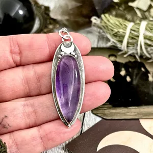 Magic Moon Amethyst Crystal Statement Necklace in Sterling Silver-  -Designed by FOXLARK Collection