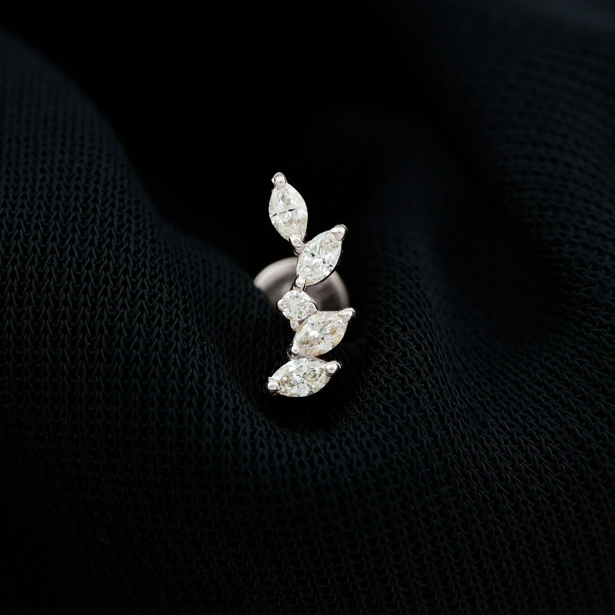 Marquise Shape Diamond Leaf Crawler Helix Earring
