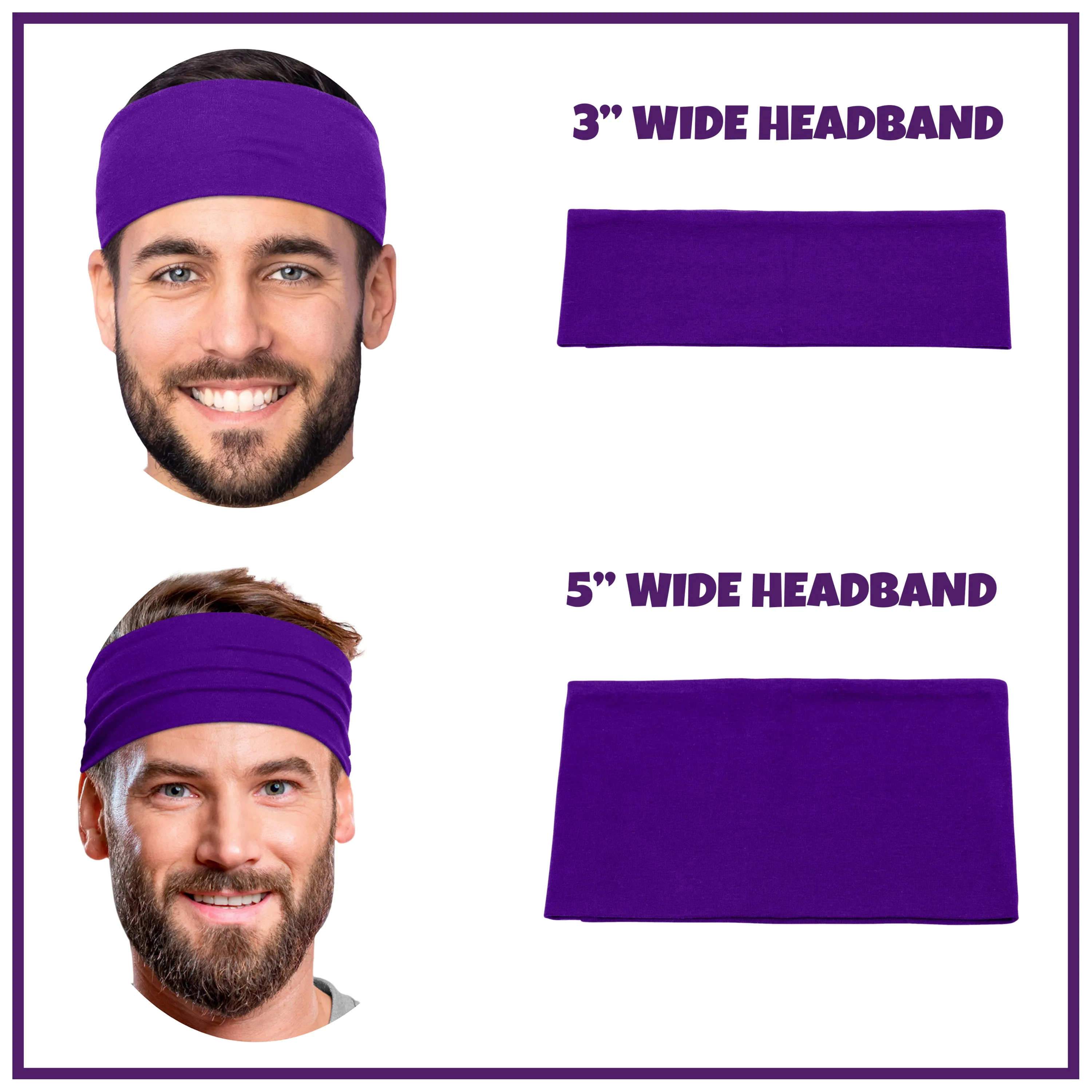Men's Headbands Cotton Jersey 3" Wide Sports Fitness Yoga Made in the USA Burgundy
