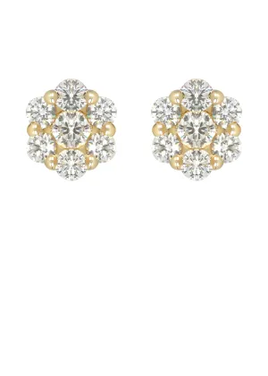 Mens Stud Diamond Earrings | 1.7 Carats 14K Yellow Gold