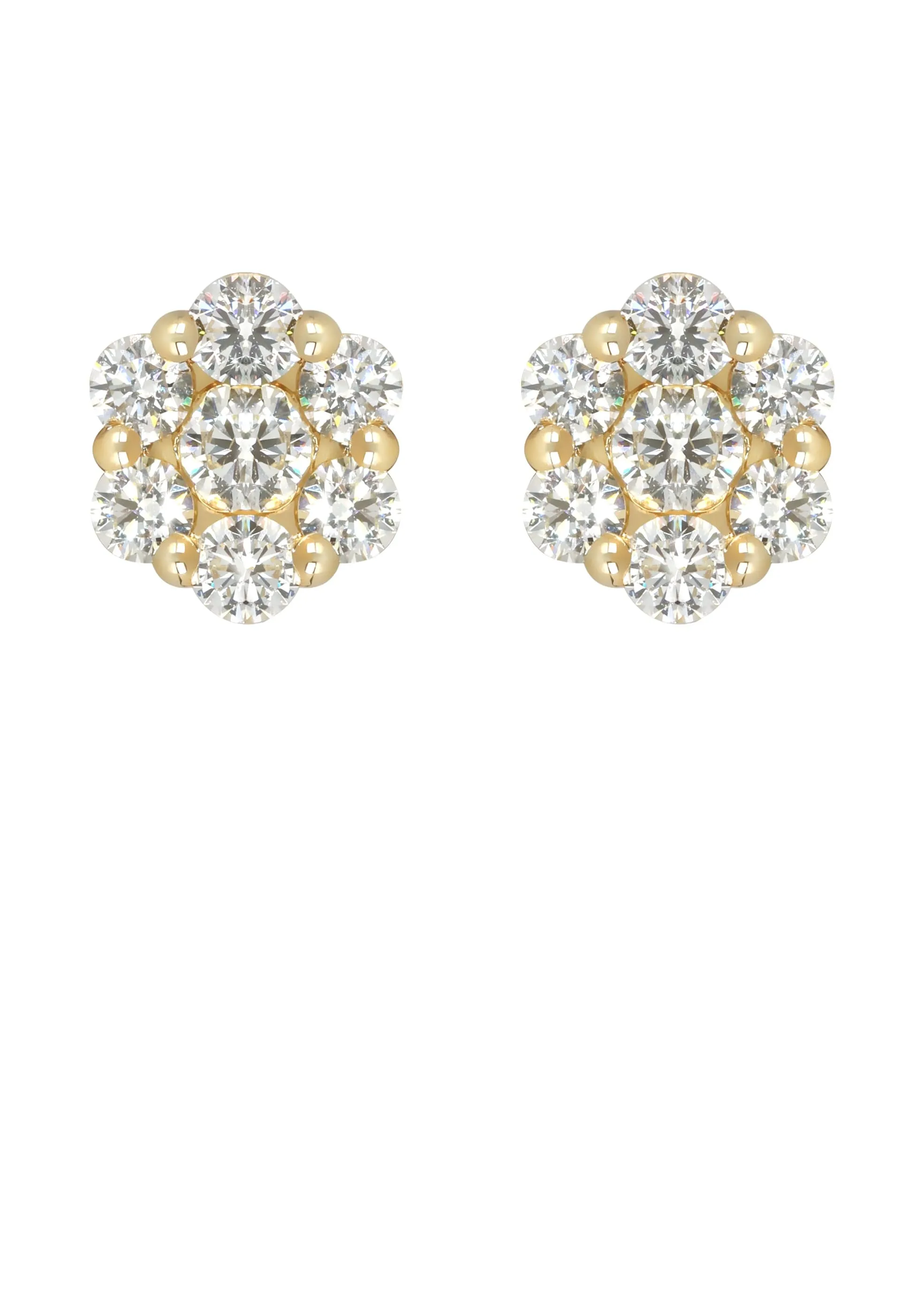 Mens Stud Diamond Earrings | 1.7 Carats 14K Yellow Gold
