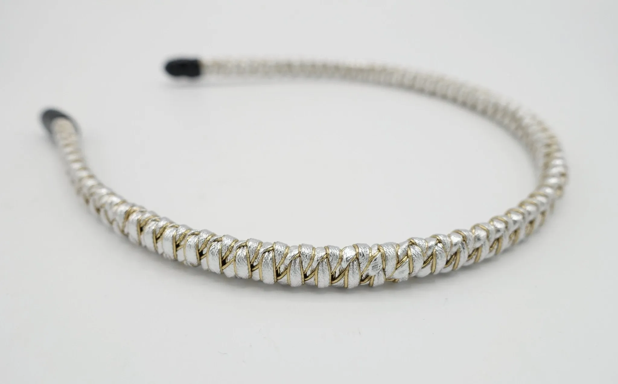 metallic faux leather braided headband thin wrap hairband simple women hair accessory