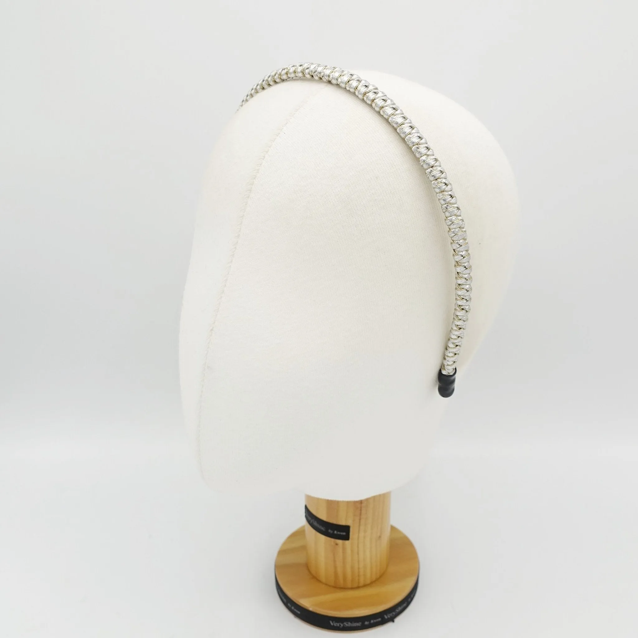 metallic faux leather braided headband thin wrap hairband simple women hair accessory