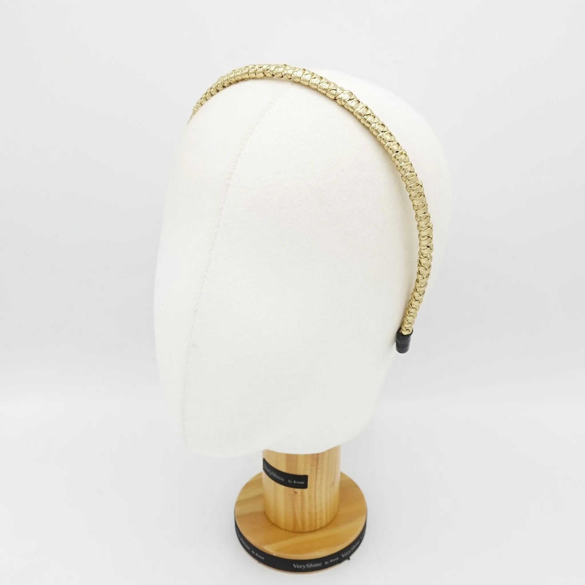 metallic faux leather braided headband thin wrap hairband simple women hair accessory